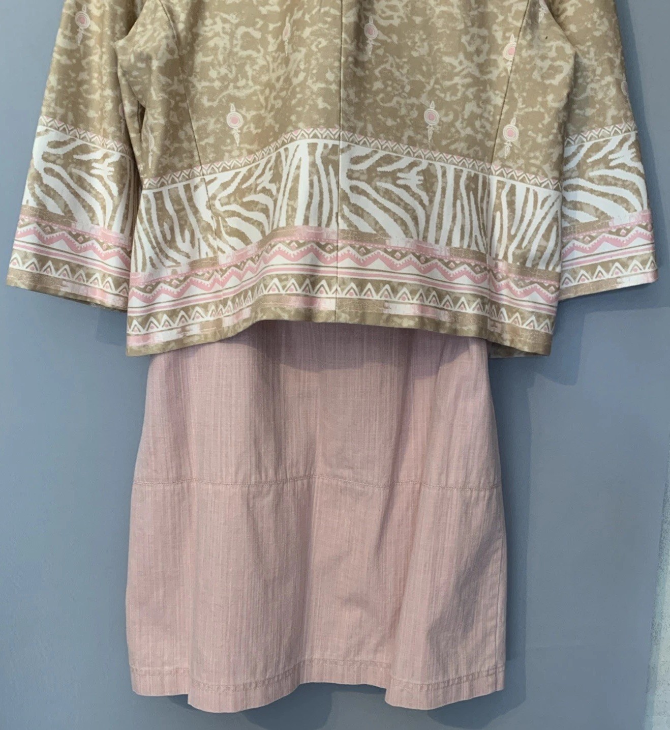90s City Girl Nancy Bolen Skirt Suit Pink Cottage Pattern Mixing Animal Print XL