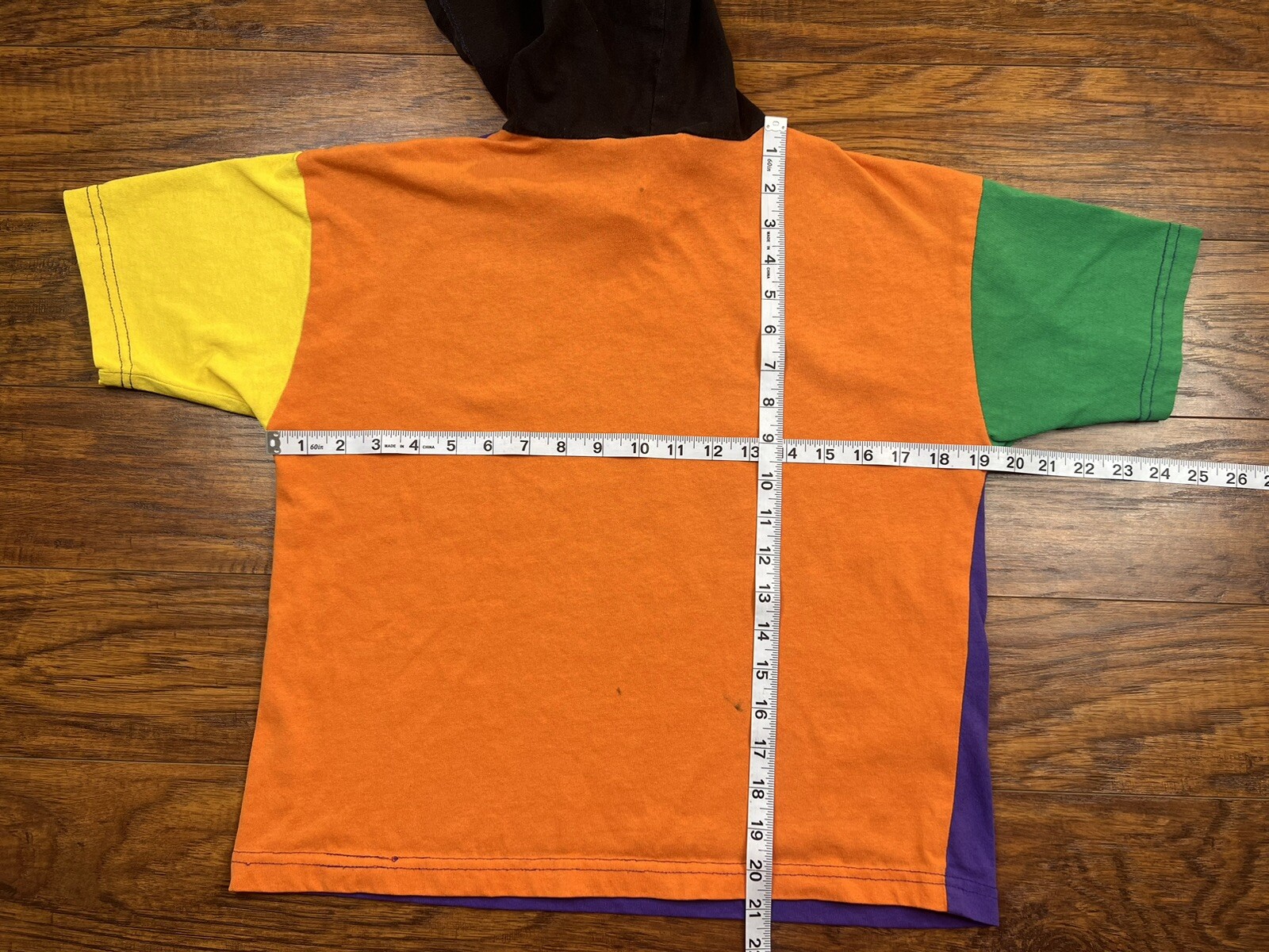 Vintage US BOYS NON STOP WEAR Cropped T Shirt Hoodie Unity Peace Colorblock F6