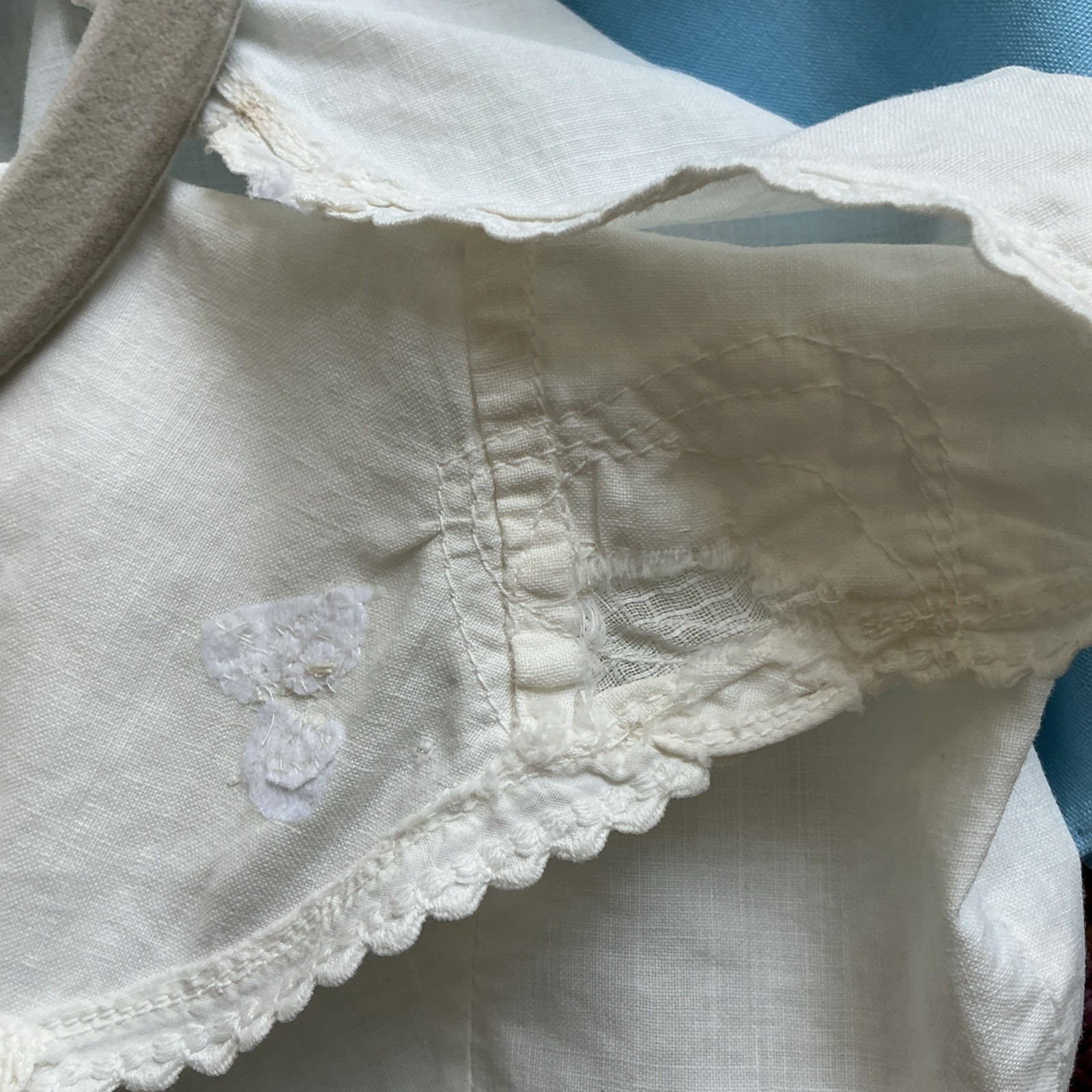 Antique Edwardian Handmade White Cotton Corset Cover Eyelet Lace Camisole c.1900