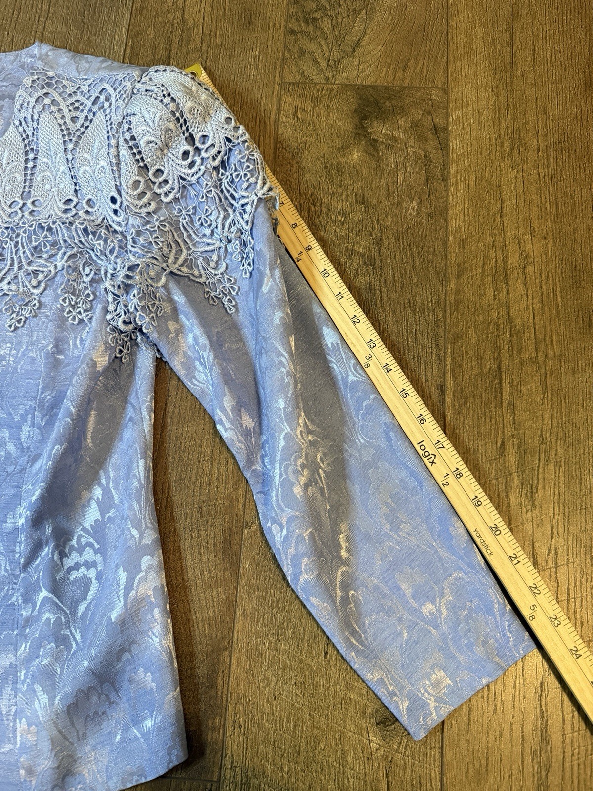 Vintage 2pc Skirt/ButtonTop Sz 12 In the Mood Blue Shimmer Floral Lace