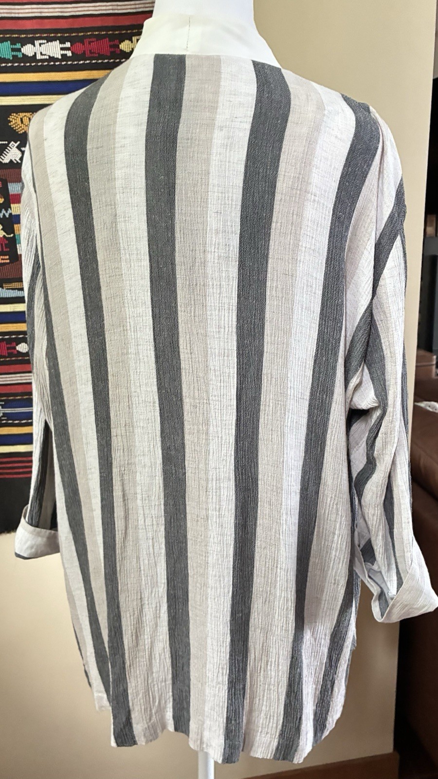 Vintage 90s Striped Jacket Attached Blouse Size L XL Lightweight Career USA