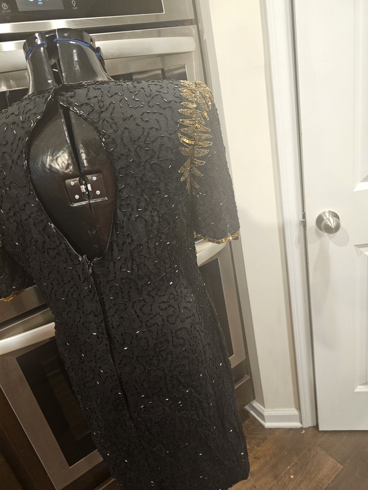 Vintage Black And Gold Beaded Interlude Sequin Cocktail Silk Cocktail Dress…