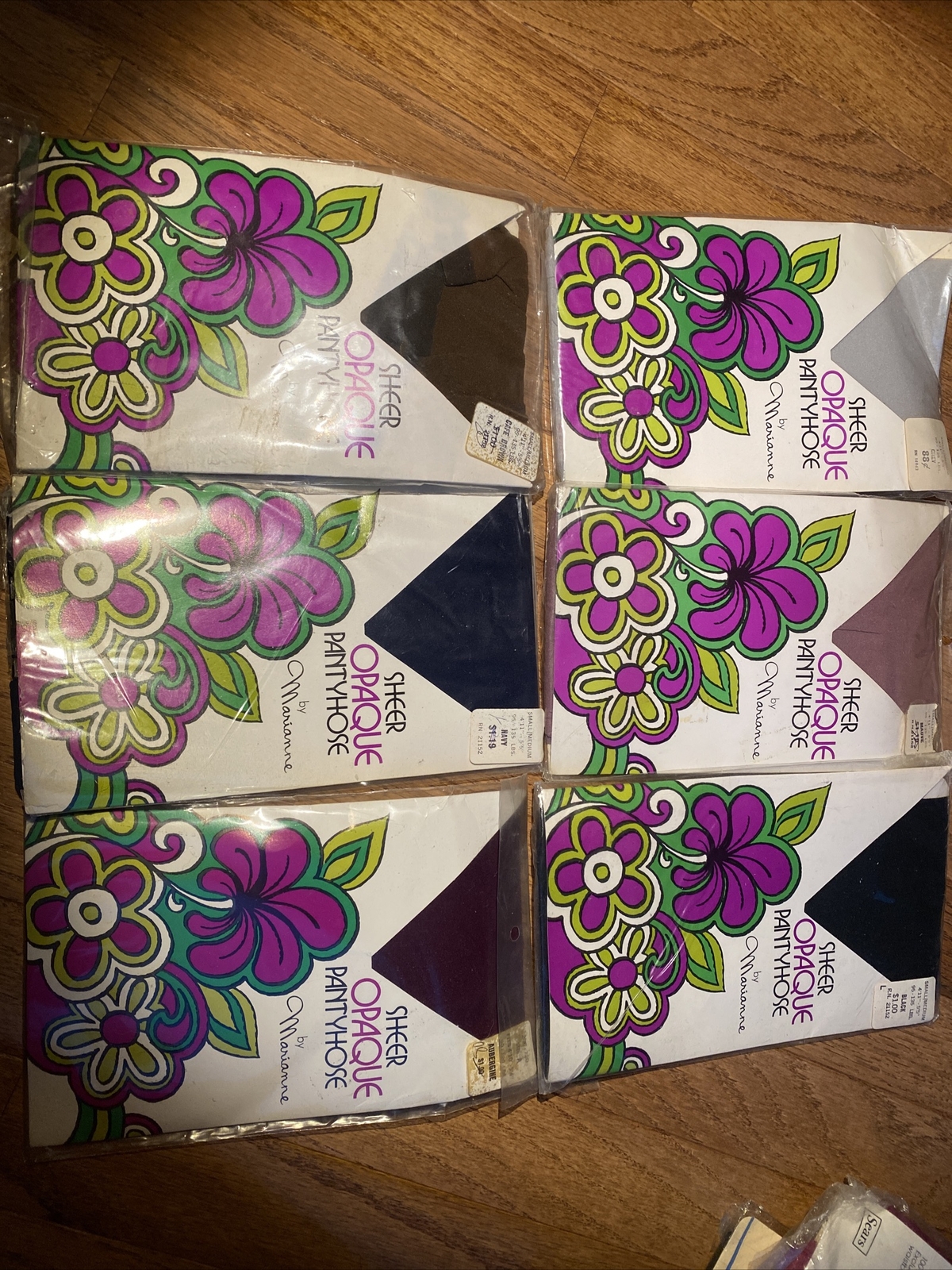 Vintage Marianne Pantyhose Size A 100% Nylon NWT Gray Purple Black Blue Brown