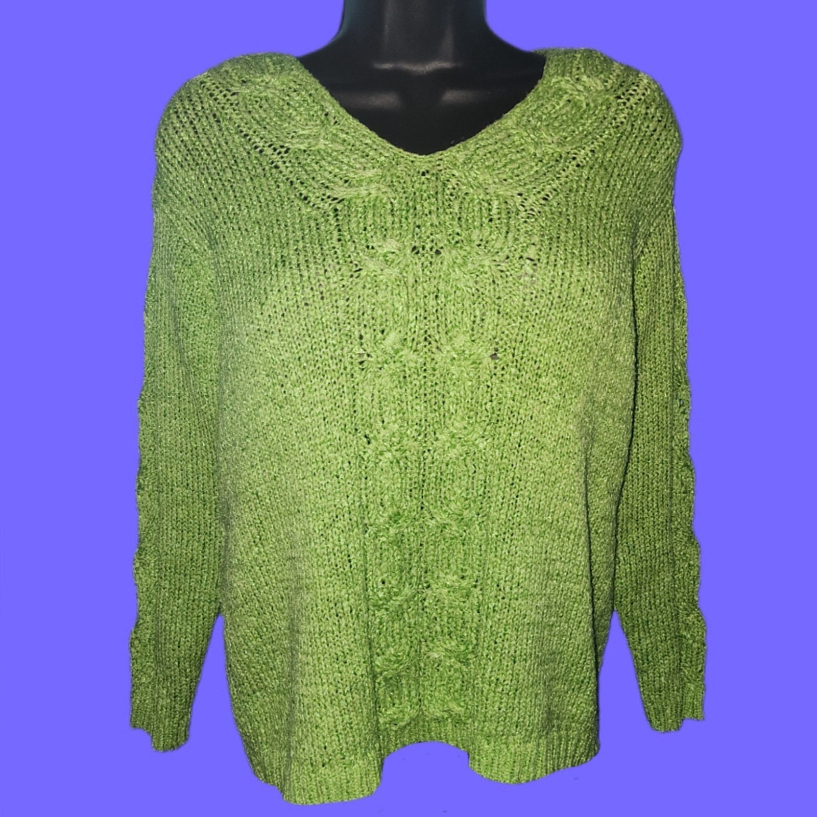 VINTAGE 80’s FIA ITALIA Women’s Lime Green Pullover Sweater Small