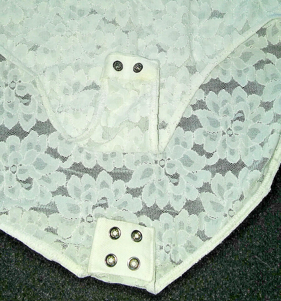 Vtg Liz Claiborne COLLECTION Ivory Short Sleeve LACY Floral One Pc Body Suit