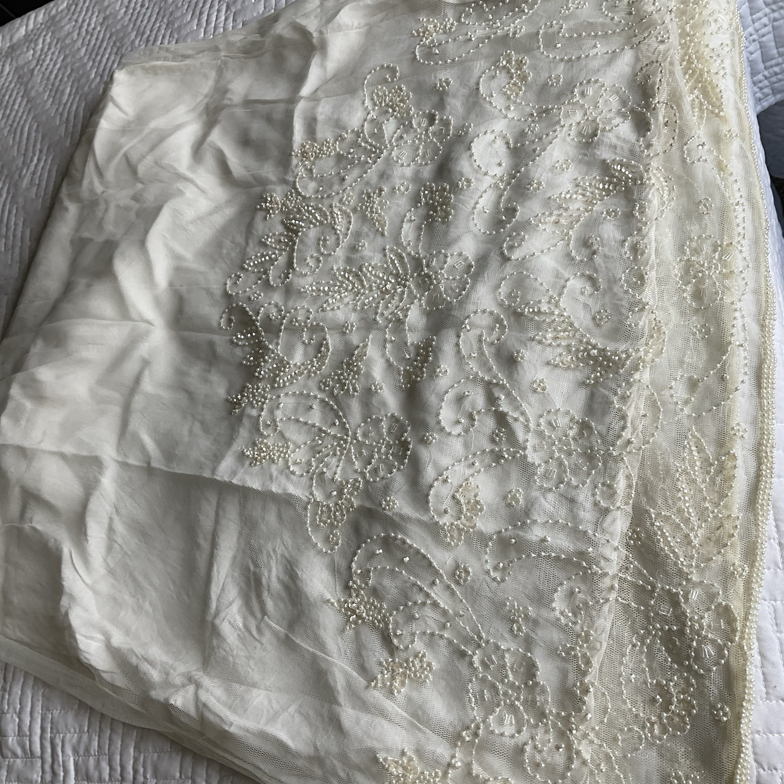 Vtg Wedding Bridal Shift Nightgown Swing Lace Tulle Size M? Handmade Unbranded