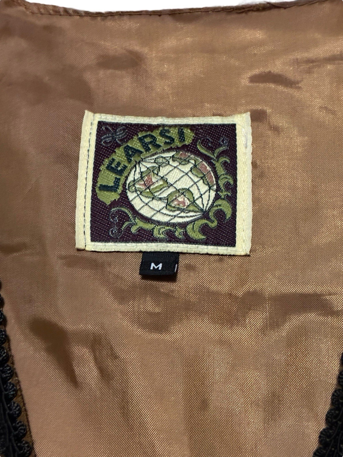 Learsi Vintage Brown Leather Vest, Size medium