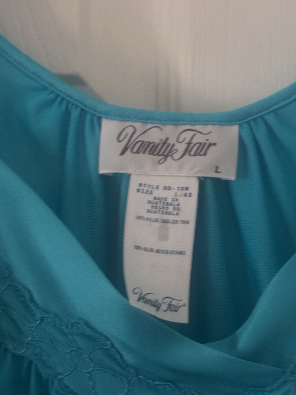 Vintage Vanity Fair Teal Aqua Nylon Nightgown & Robe Set Sz Large 42