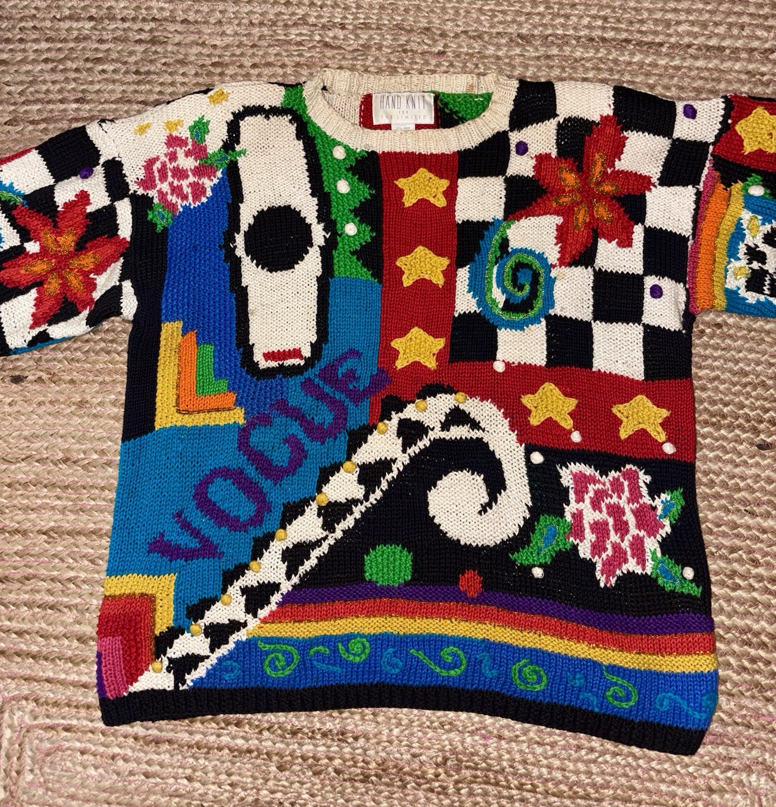 Vintage HAND KNIT FOR THE LIMITED All-over Pattern Cable Knit Wool Cardigan M/L
