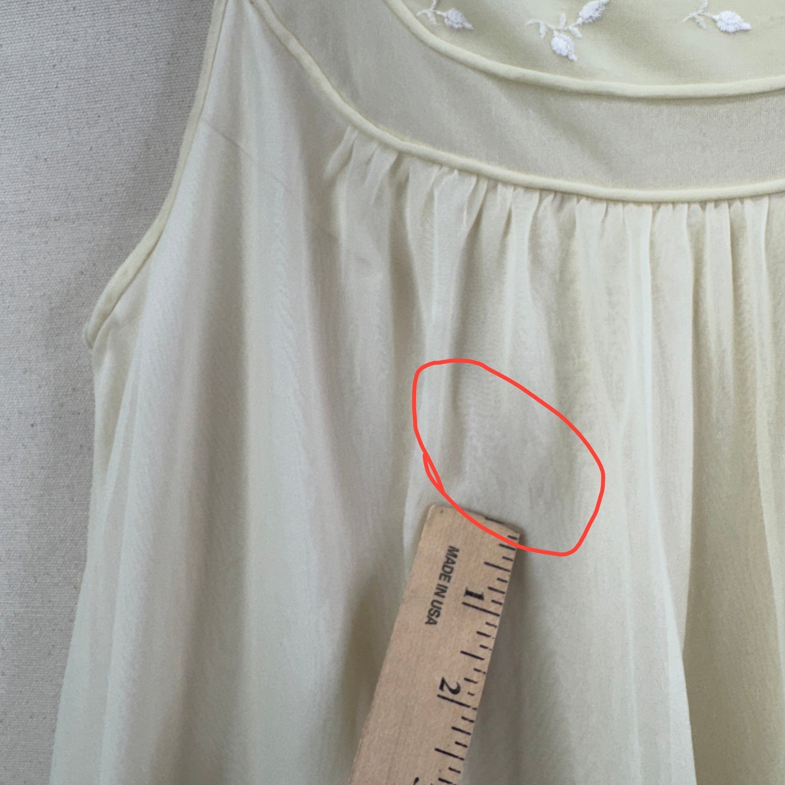 Vintage Sheer Embroidered Babydoll Nightgown Cream Cottagecore Coquette Lingerie