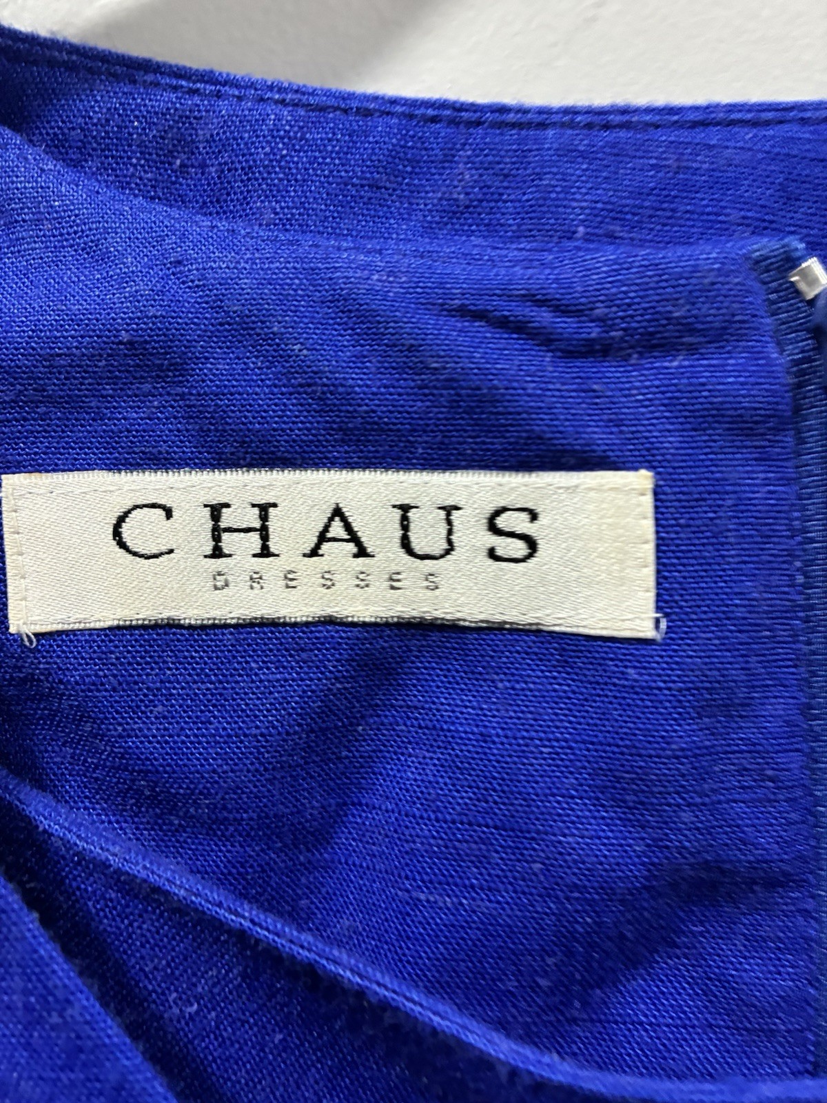 Vintage Chaus Electric Blue Linen Blend Sheath Dress Bolero Set Size 8 Made USA