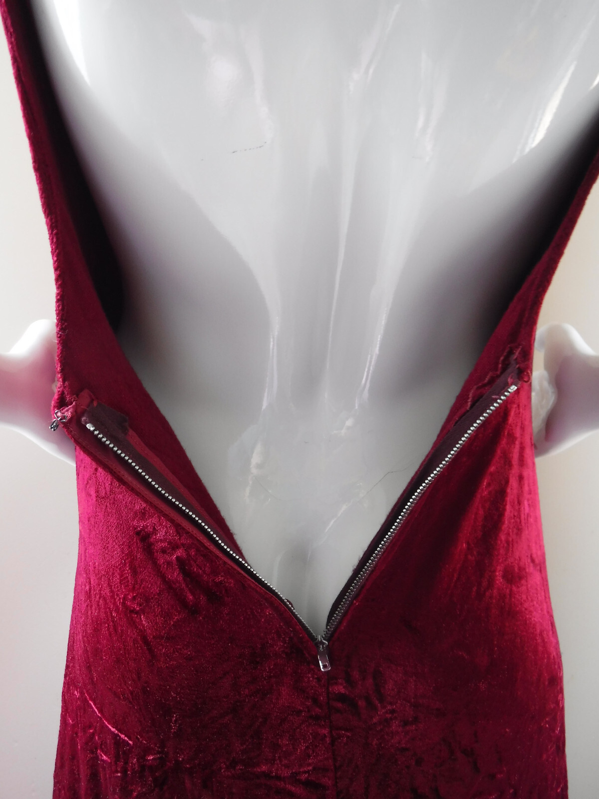 Gorgeous! Rare Vintage Union Made ILGWU Red Crushed Velvet Maxi Dress Gown SEXY!