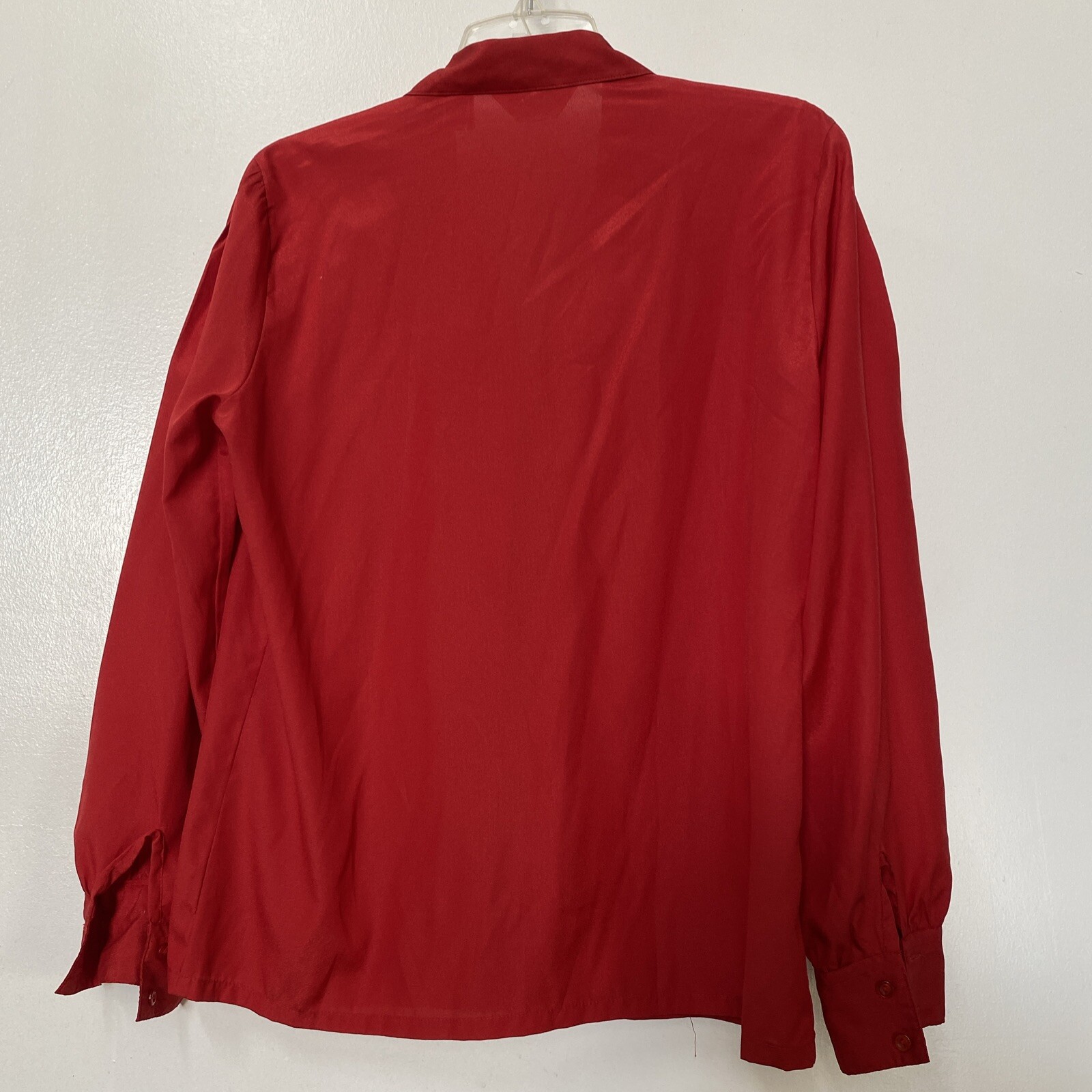 Alicia VINTAGE Women’s Polyester Red Collar Button Down Blouse Top Size 14