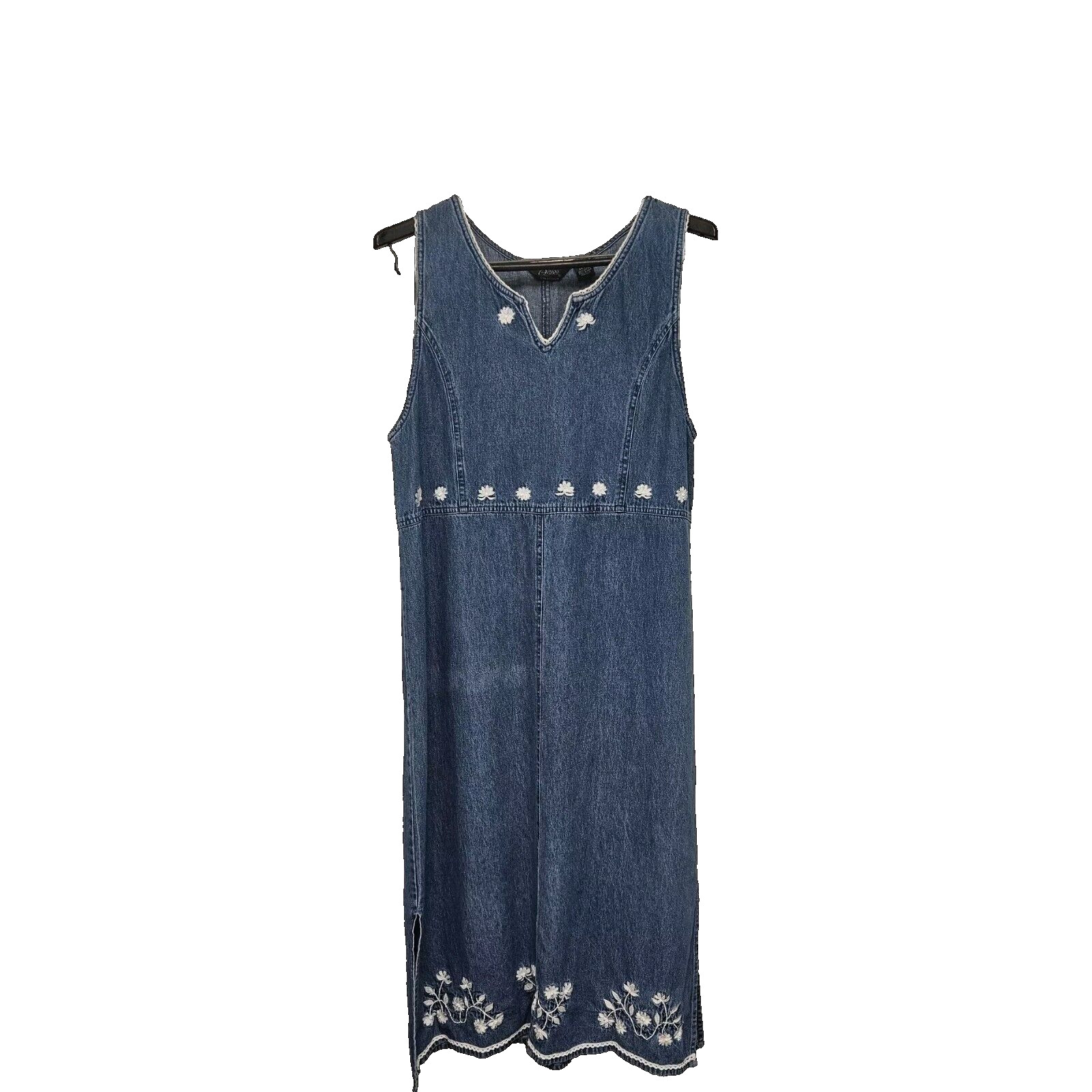Agapo Vintage Denim Embroidered Sleeveless Dress Jumper Size M Classiccore