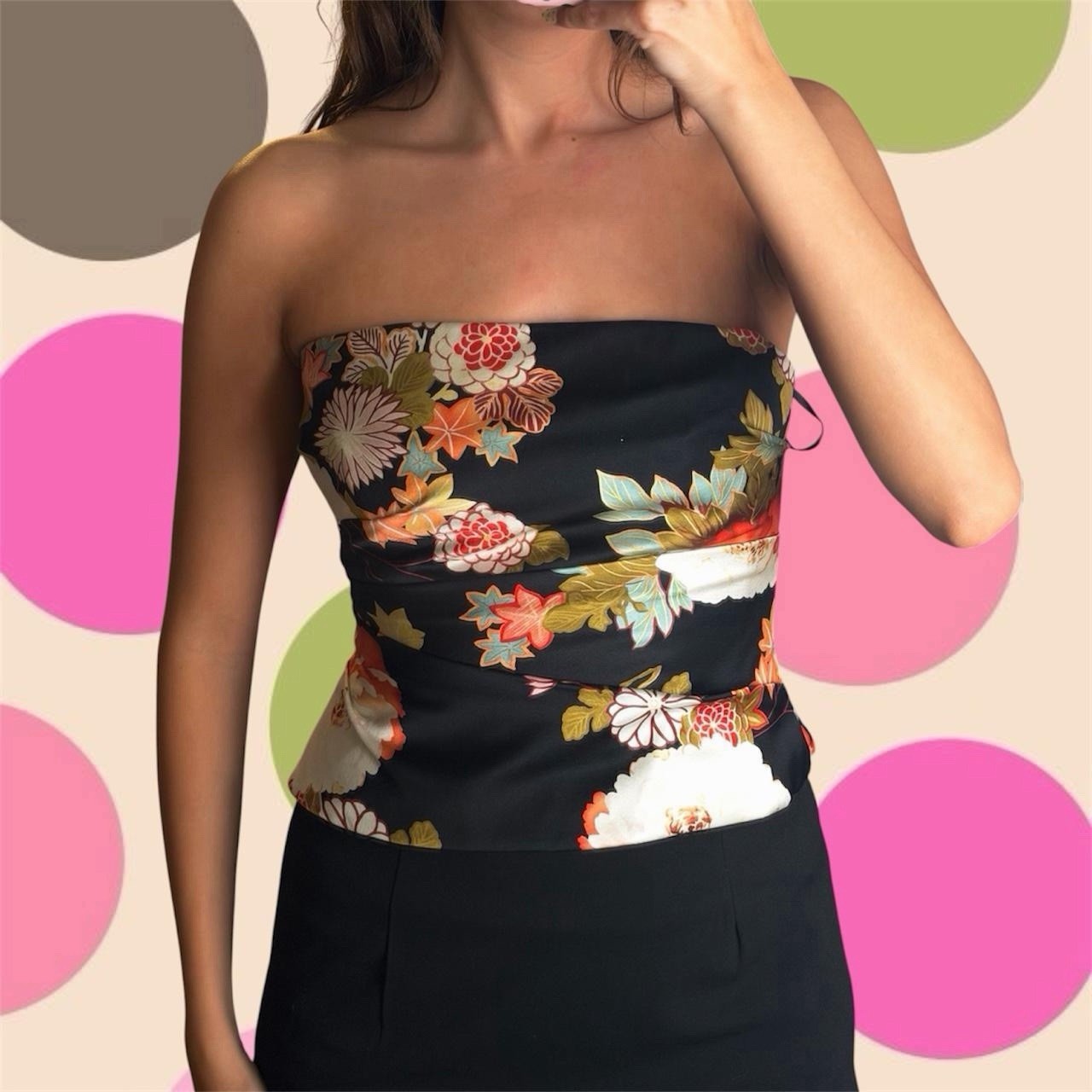 Vintage Rare 90s Y2K Kay Unger Silk Corset Top Floral