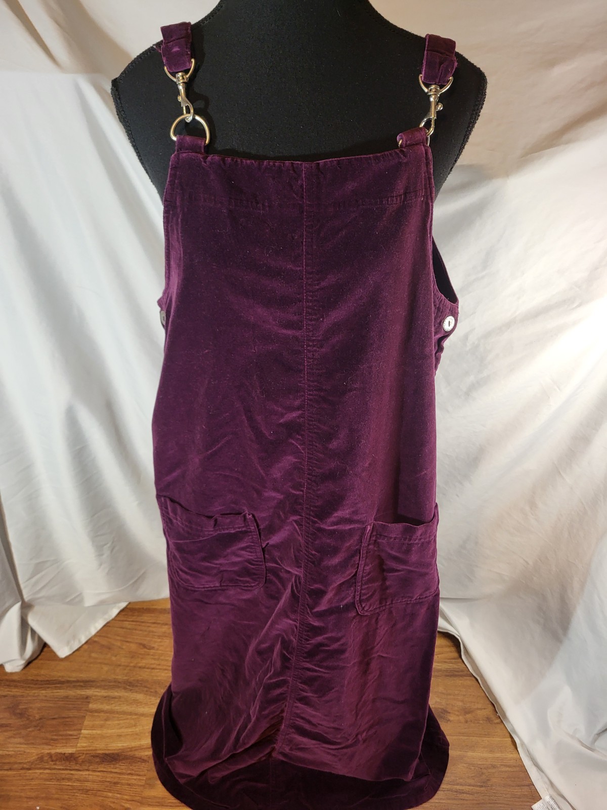 Vtge Directives Plum Purple Velvet Overall Dress Size 16 Modest