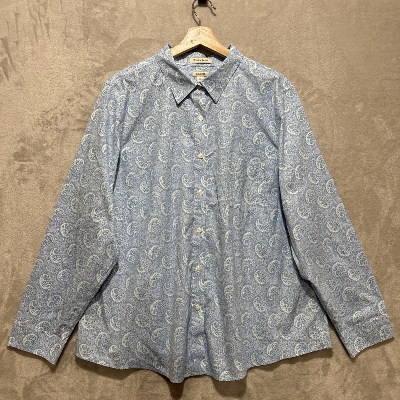 L.L.Bean Wrinkle Free Bayside Shirt Paisley Women’s 2X Button Down Long Sleeve