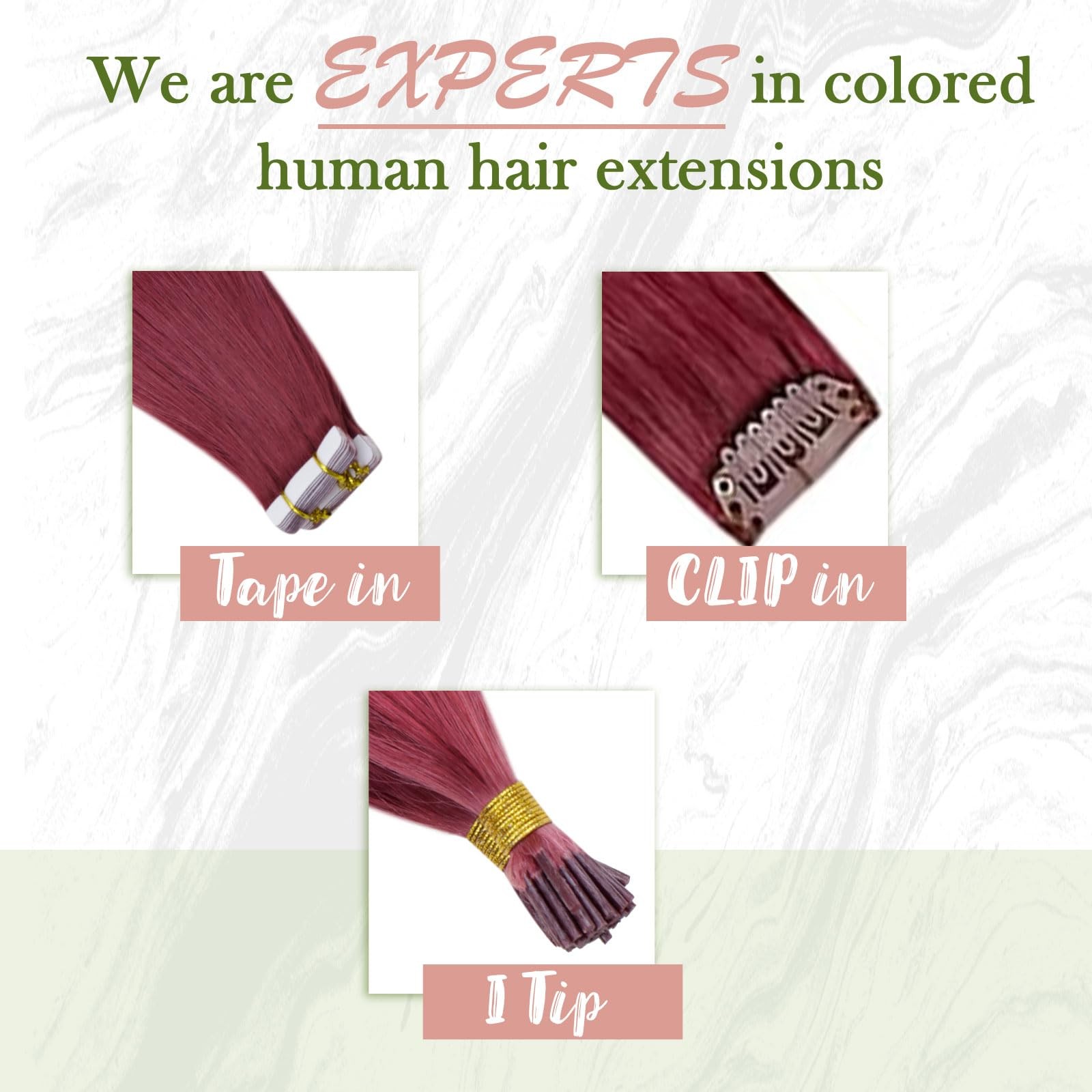 RUNATURE Burgundy Tape Human Hair Extensions 12″ Remy Natural Hair