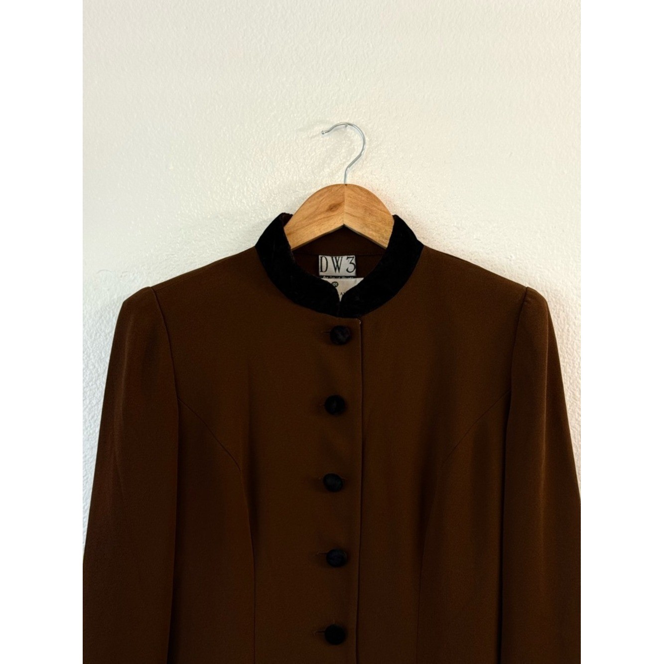VTG David Warren DW3 Saks Fifth Avenue Velvet Collar Short Coat Two Tone Sz 4