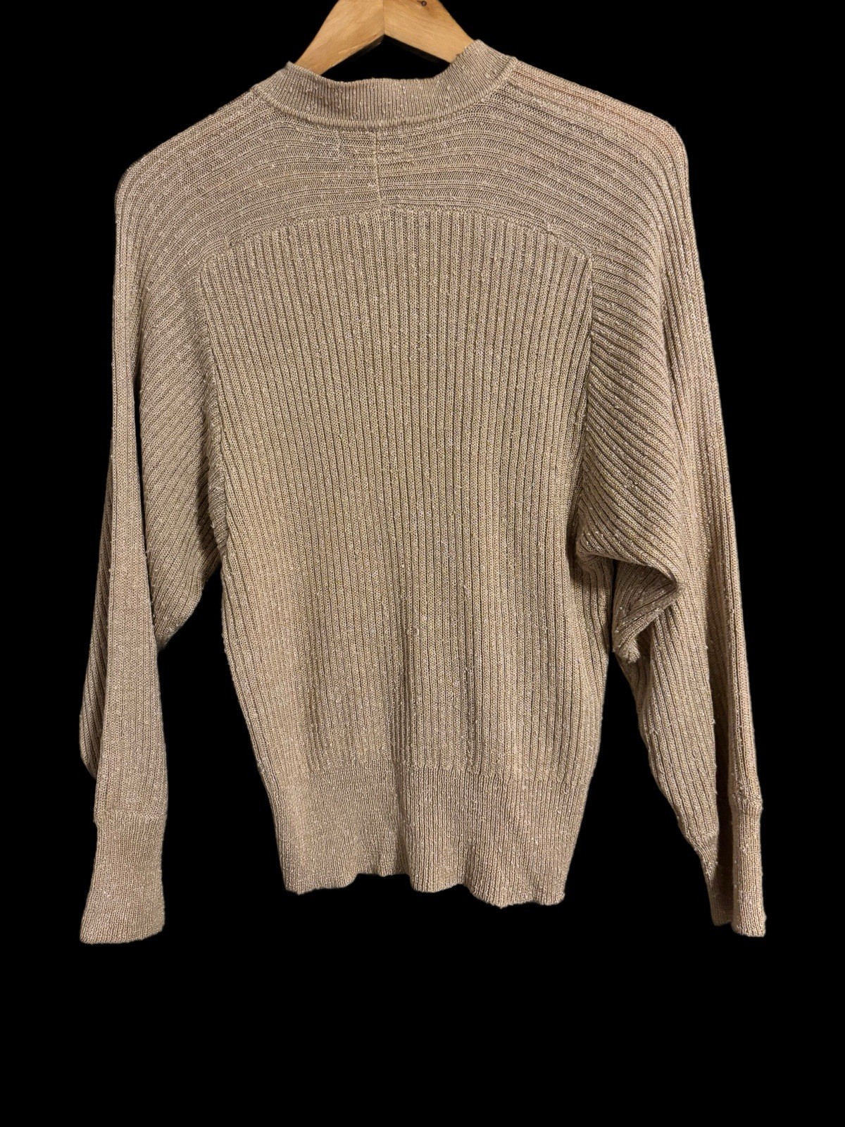 Vintage 70’s Keyhole Neckline Retro LeRoy Knitwear Sweater Tan Women’s Size L