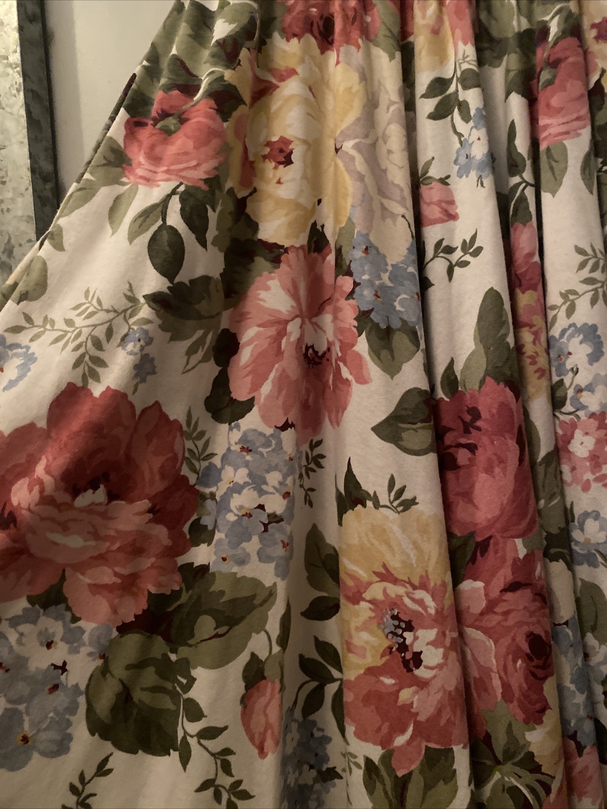 1980s Garden Modest Long Party Dress Carol Anderson California Rose Cotton Sz 4