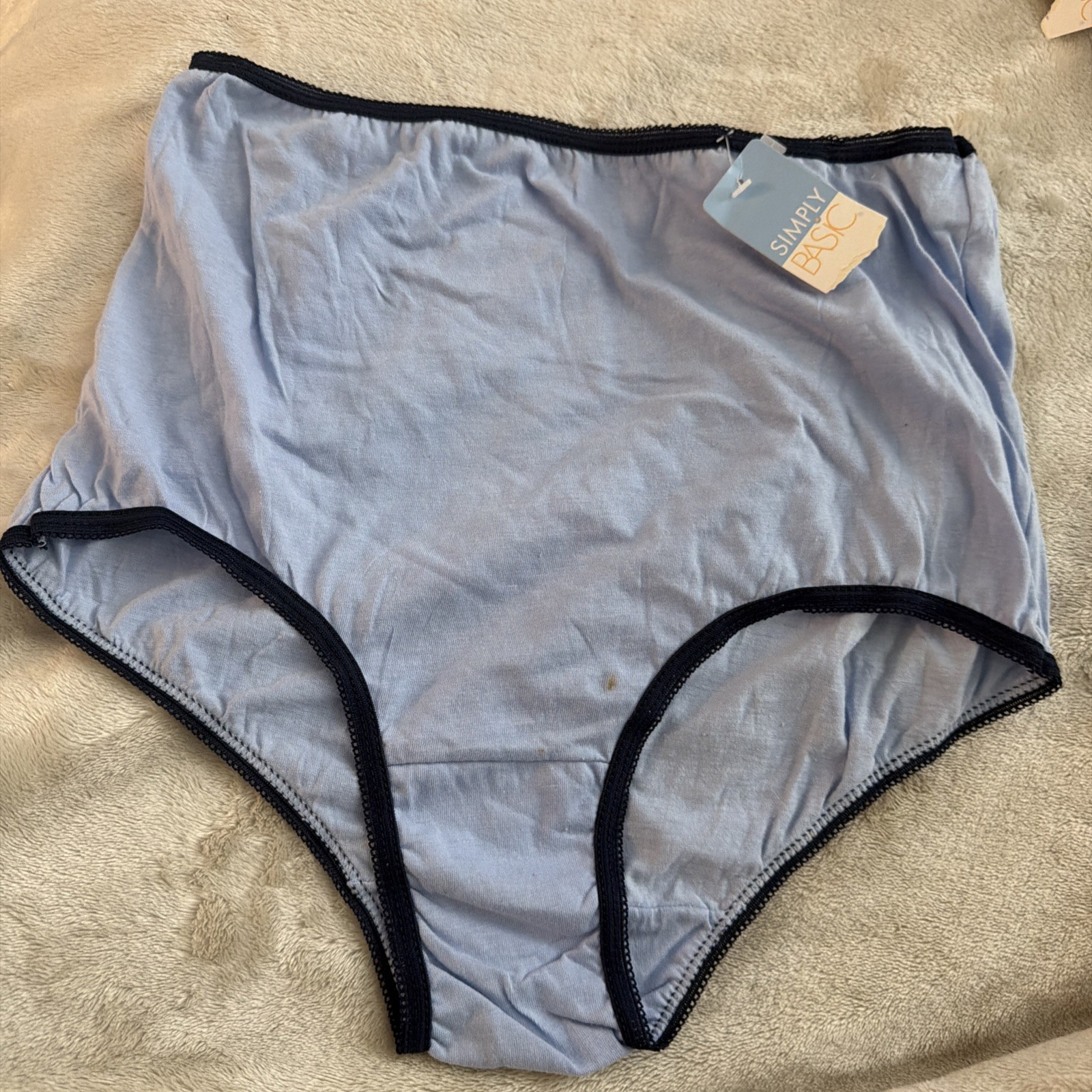 Vintage 90s Simply Basic Women’s High Waist Panties Briefs Blue Cotton NWT 8