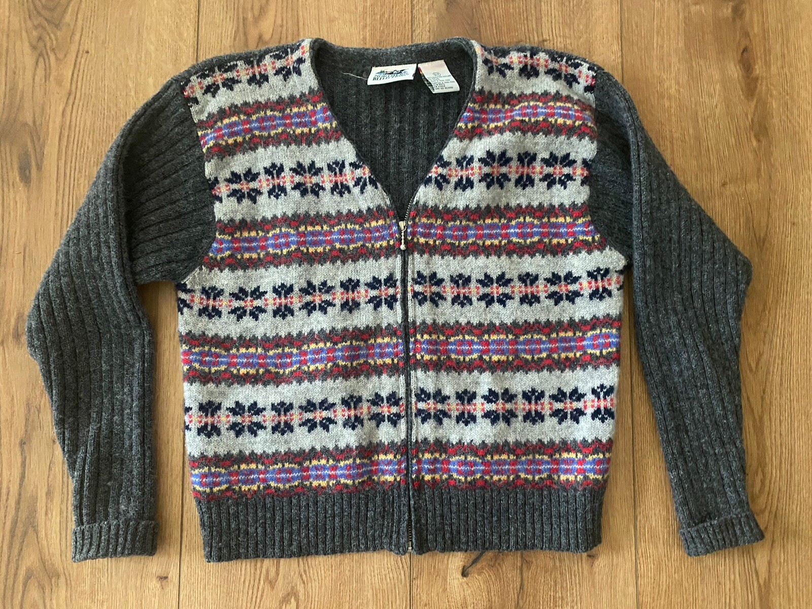 Northern Reflections Vintage Wool Cardigan Sweater Small Nordic Fair Isle Y2K