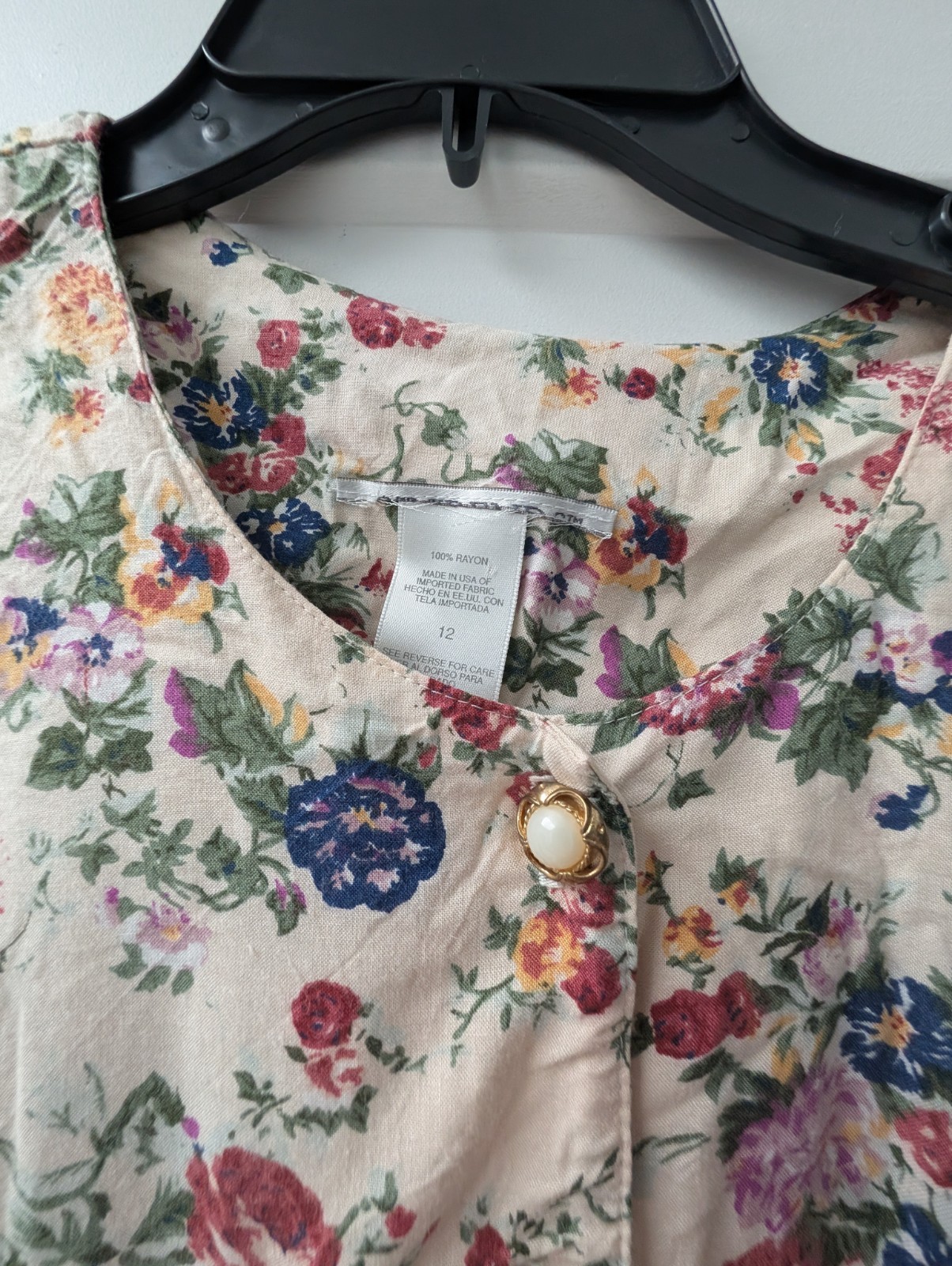 Vintage Floral Dress Buttons 1980’s 1940’s Size 12 Wartime Lindyhop Medium Large