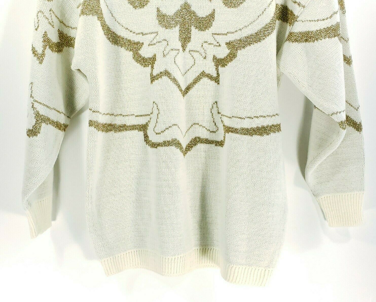 Vintage Maurada Sweater Women’s Large Cream Gold Design Retro Pullover