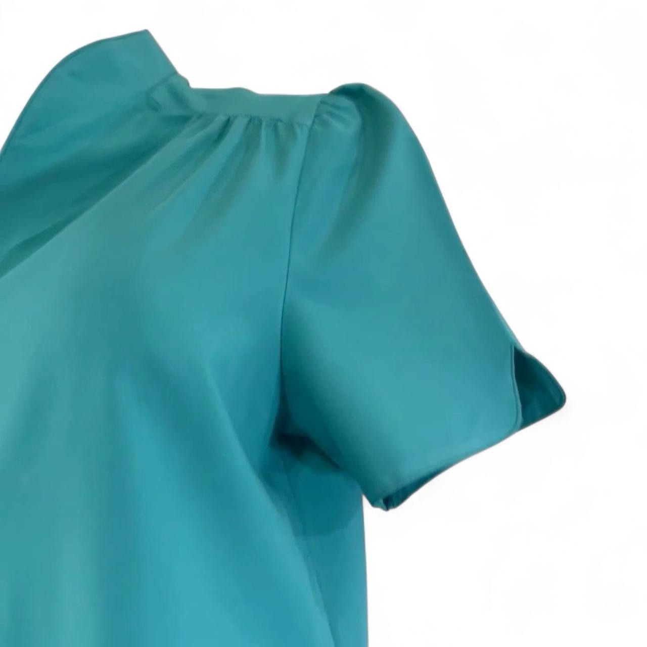 Vintage 70s 80s Lady Arrow Blouse Teal Button Down Shirt Western USA Retro 1980s