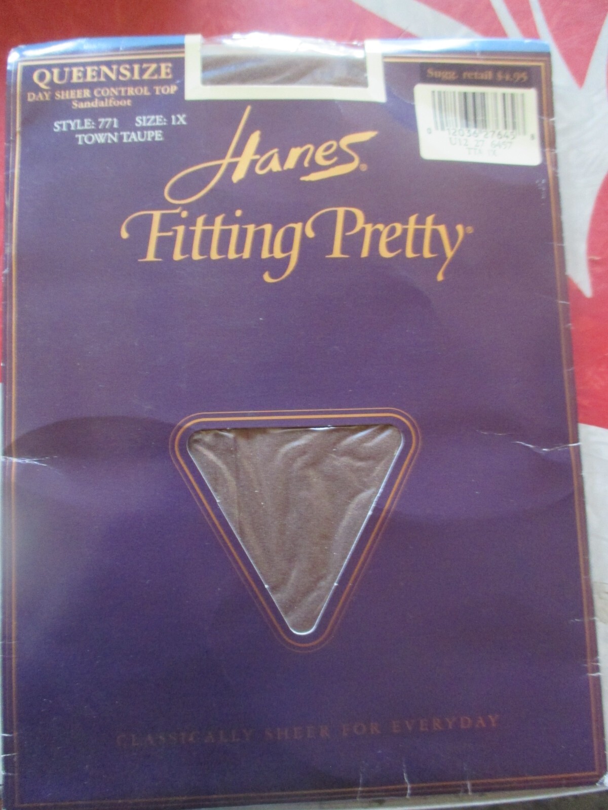 HANES Vintage TOWN TAUPE Nylon PANTYHOSE-Size 1X- 145 lbs to 210 lbs – 1990’s