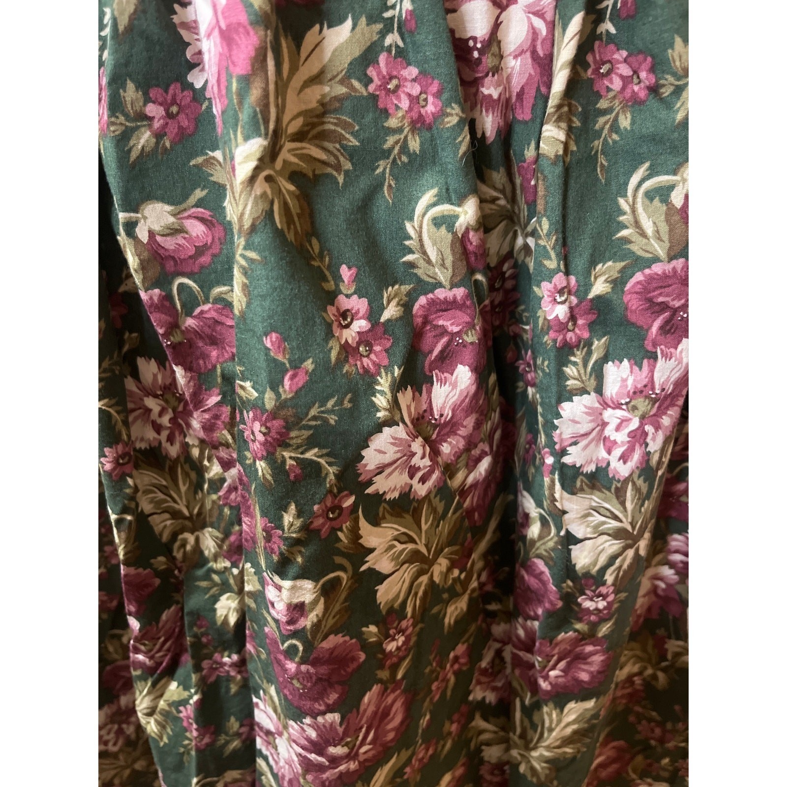 Herman Geist Vintage Hand Embroidered Sweater and Floral Maxi Skirt Set Green M