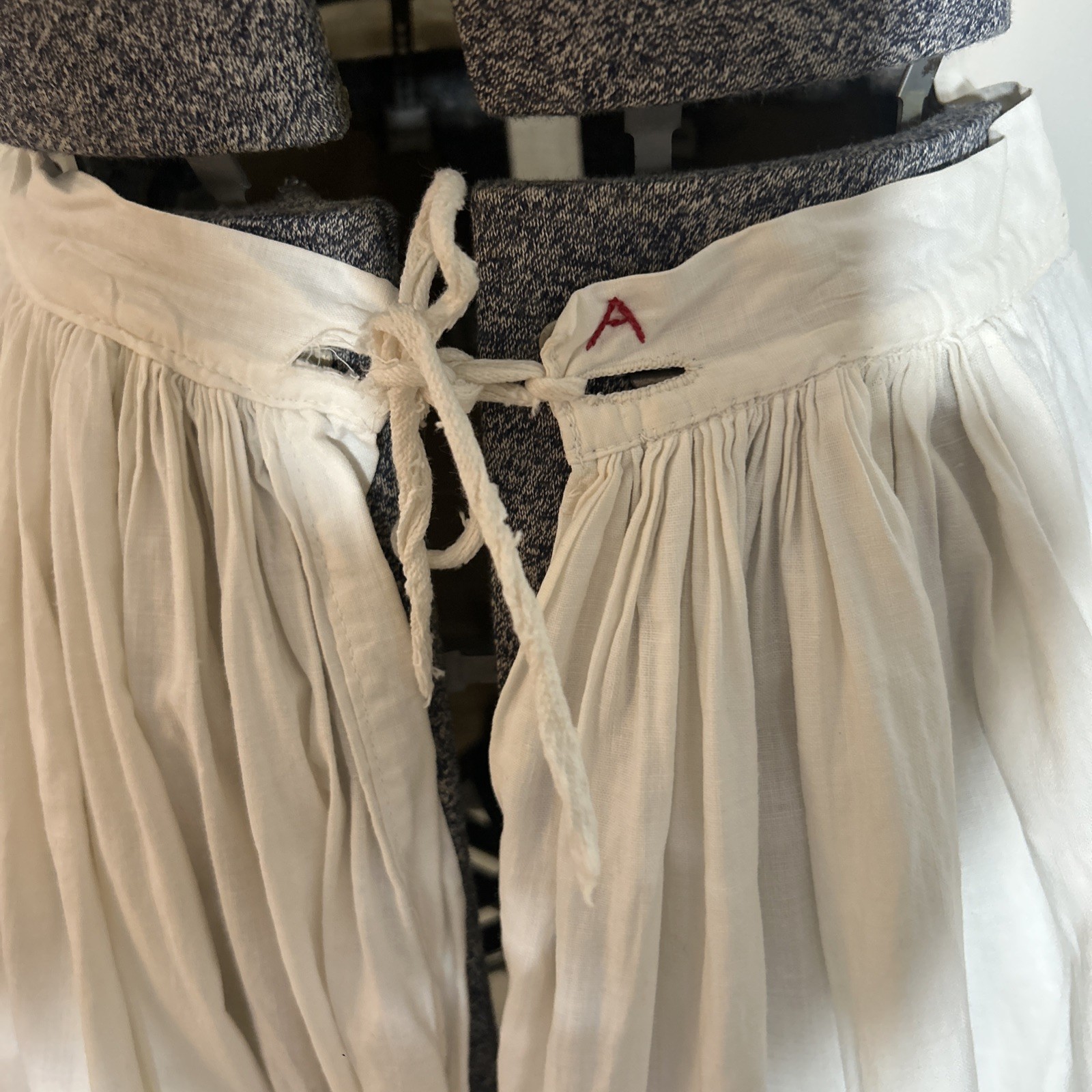 Antique Off White Cotton And Lace Heavyweight Petticoat Skirt