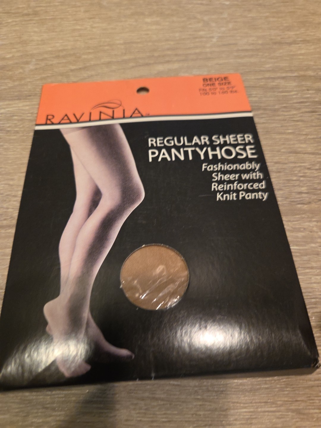 Vintage Ravinia Regular Sheer Pantyhose Beige One Size Reinforced Knit Panty NIP