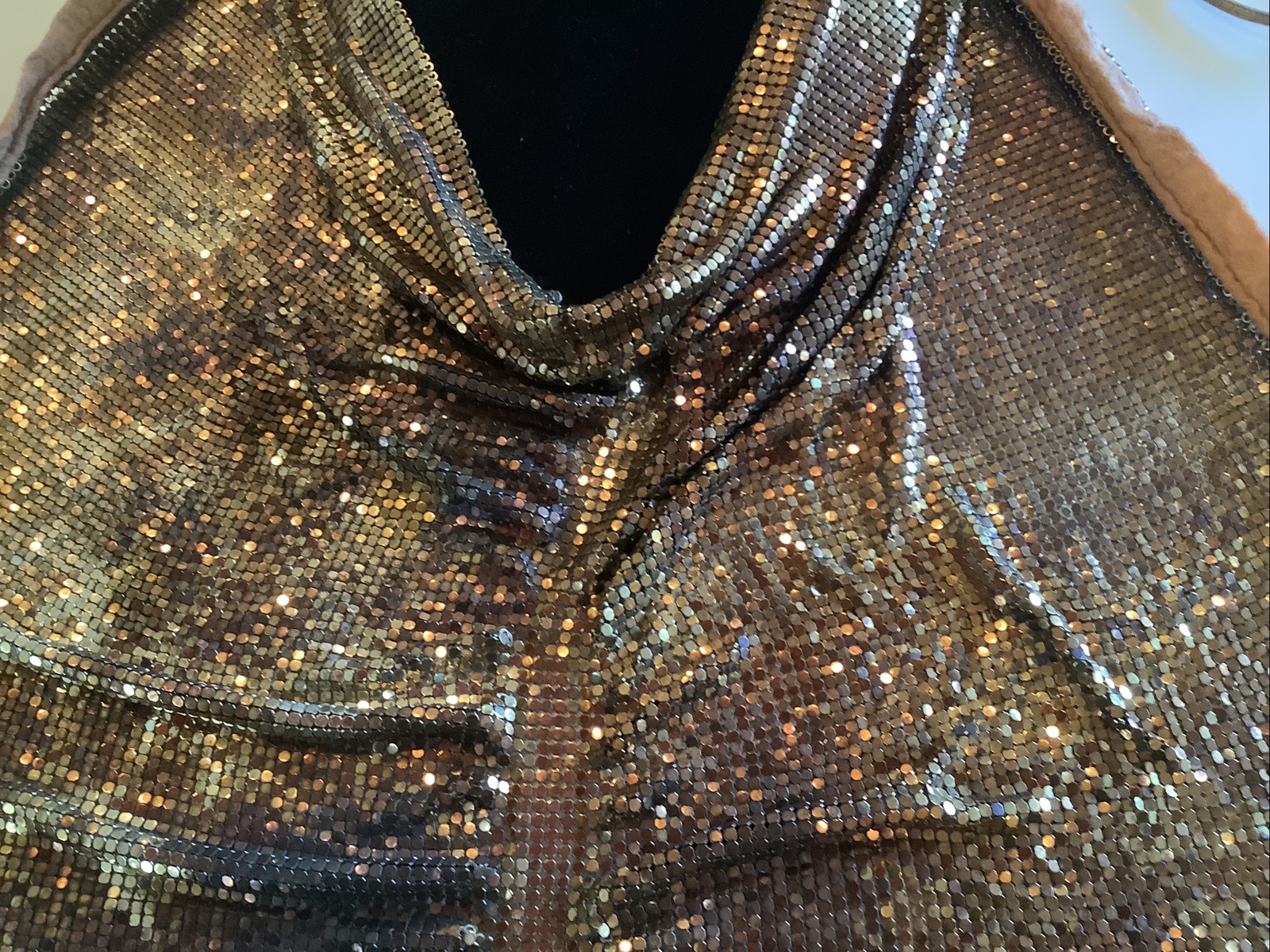 Whiting &Davis Rare Mesh Chainmail Leopard Print Halter Top WOW