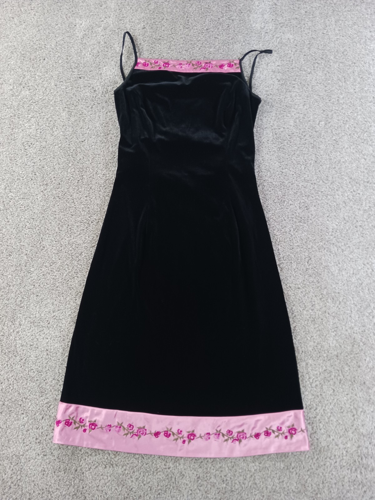 Vintage Y2K Papell Boutique Evening 4 Womens Dress Black Velour
