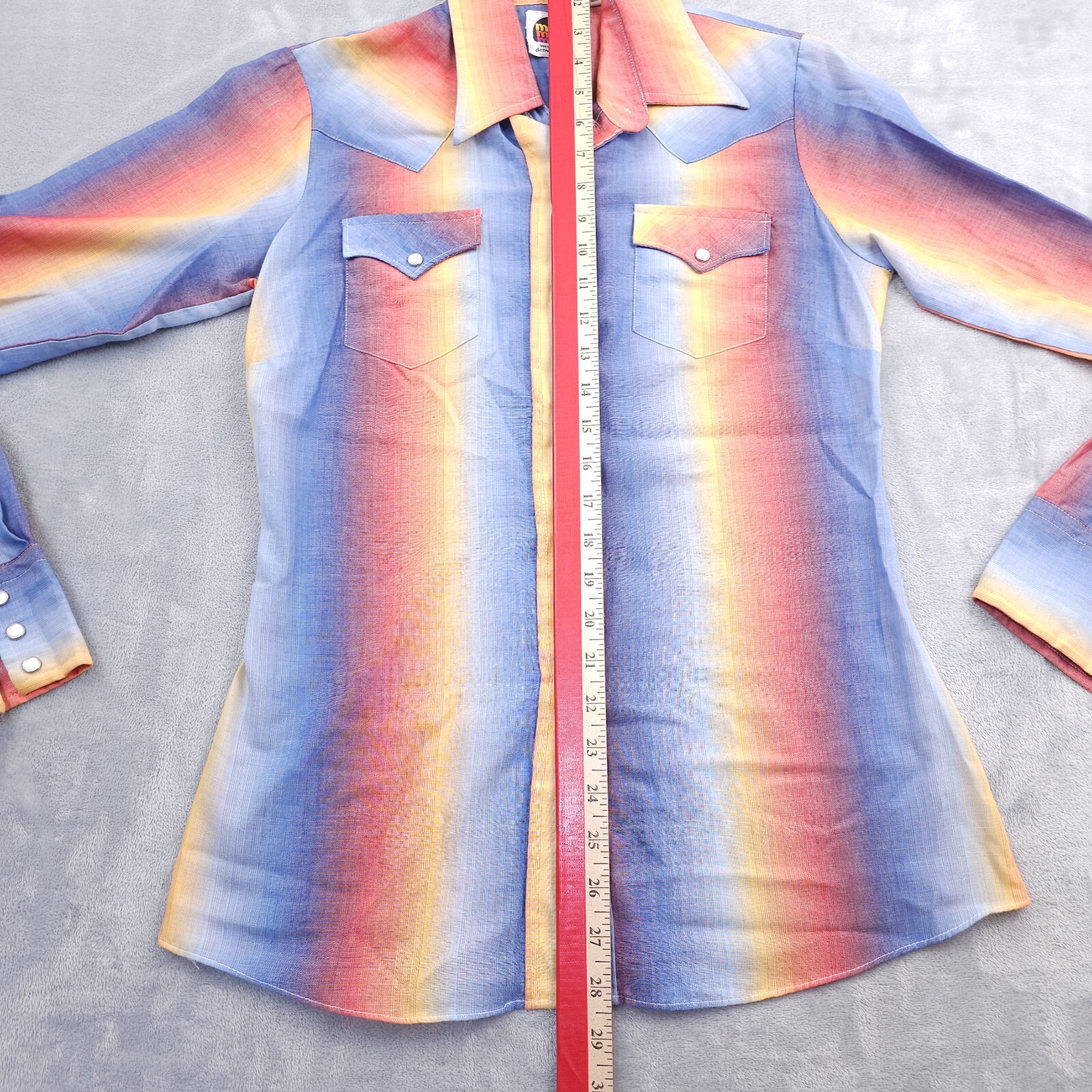 Vintage Western Rainbow Pearl Snap Shirt 12/34 Rockabilly Cowgirl Miller Disco
