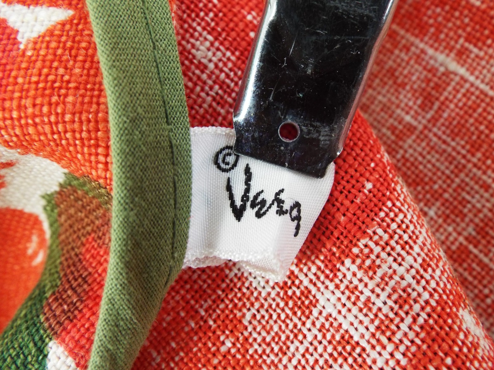 VTG Vera Neumann Cotten Linen Hostess Wrap Skirt PERFECT Poppy Red Green Floral