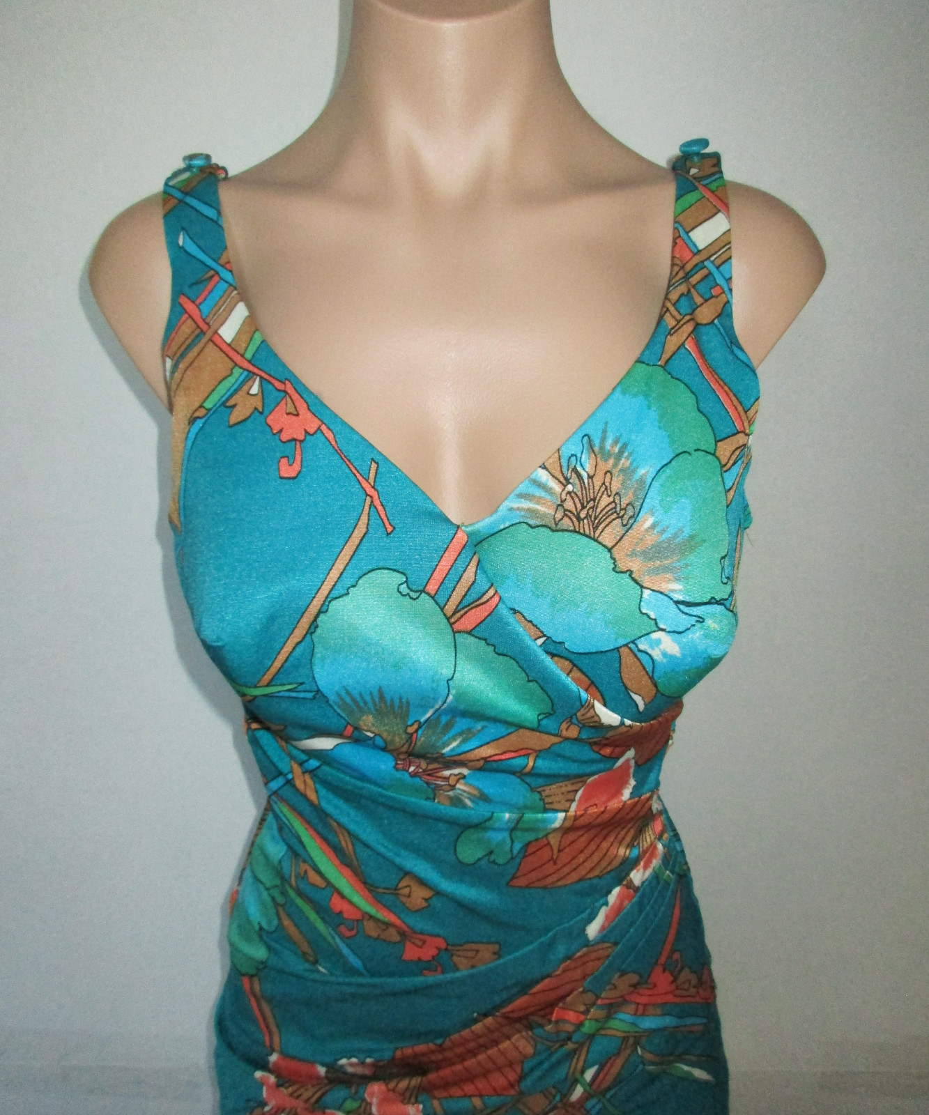 Vintage 60’s Perfection Fit by Roxanne Button Strap 1-Pc Swimsuit Size 16/38 B
