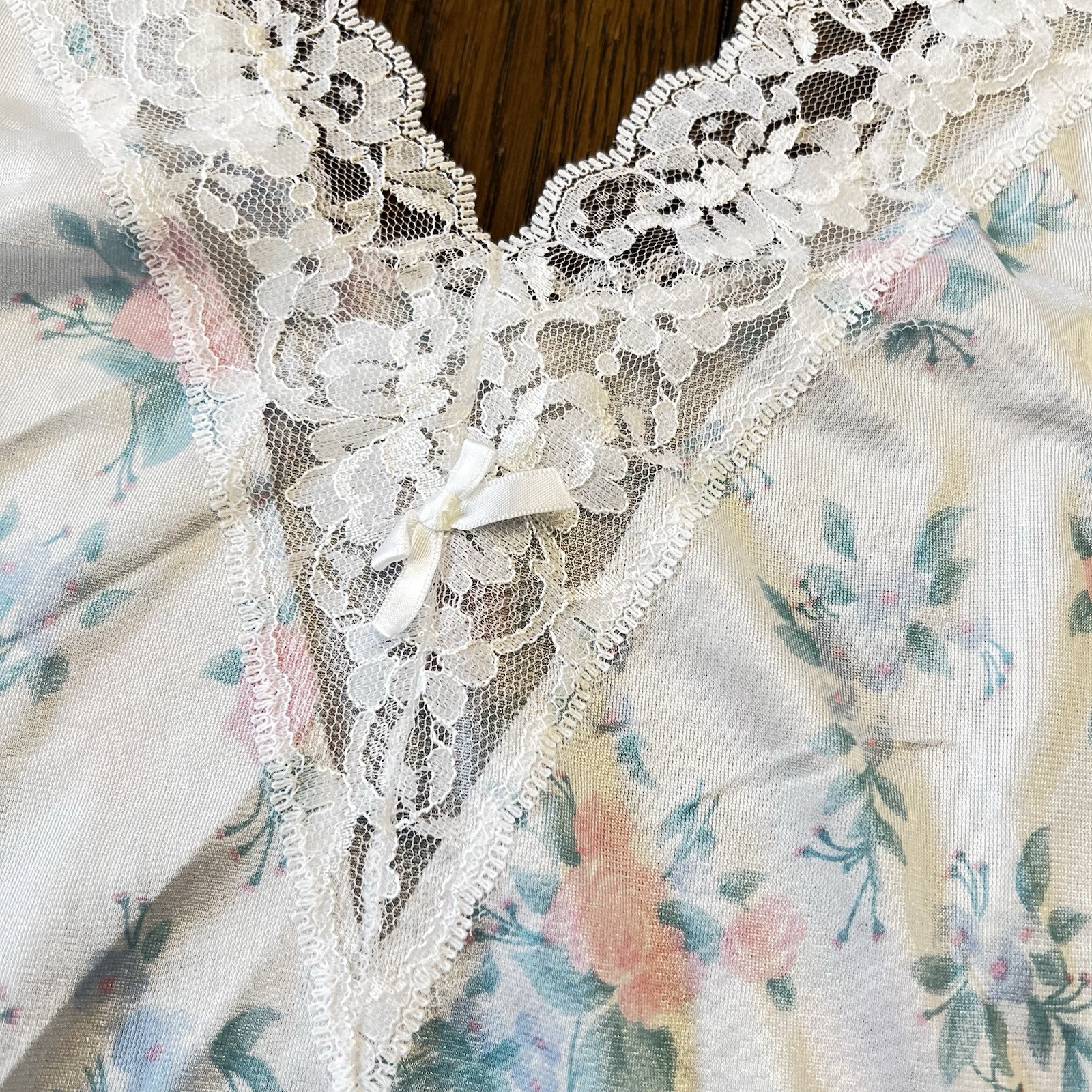 Vintage Floral Lace Camisole Ashley Taylor Nylon Large B Women’s Made In USA