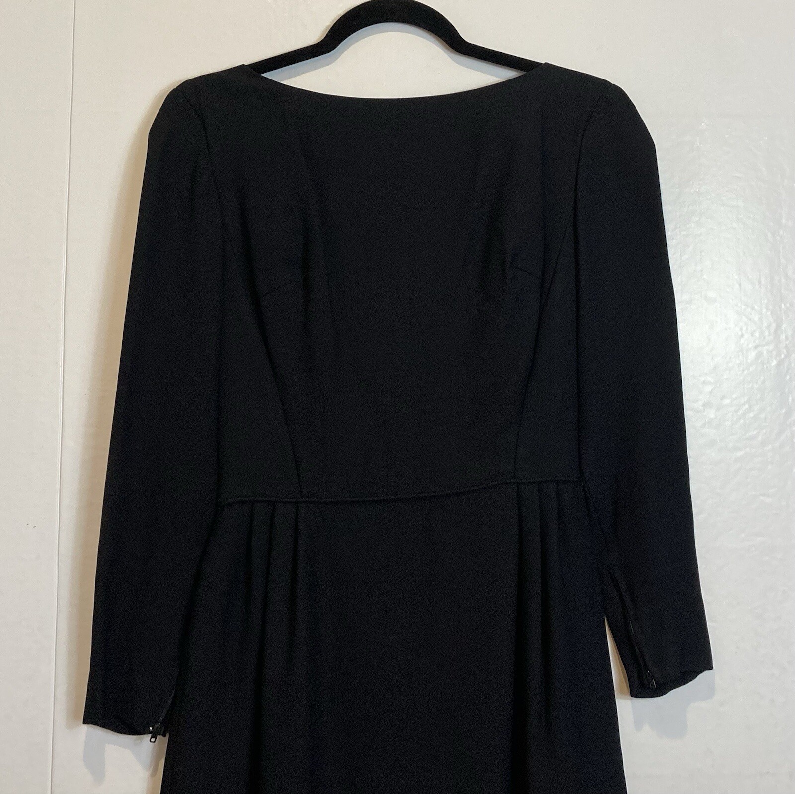Vintage Another Ann Barry Jr Dress Size 13 Black Draped Back Zippers 60s Goth