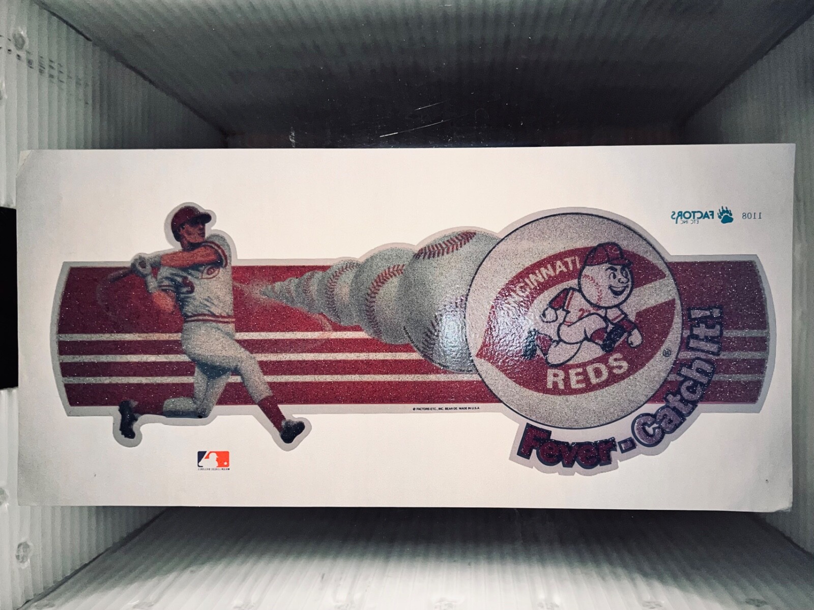 vTg CINCINNATI REDS Baseball MLB 80’s topps CATCH THE FEVER LOGO T-Shirt Iron On