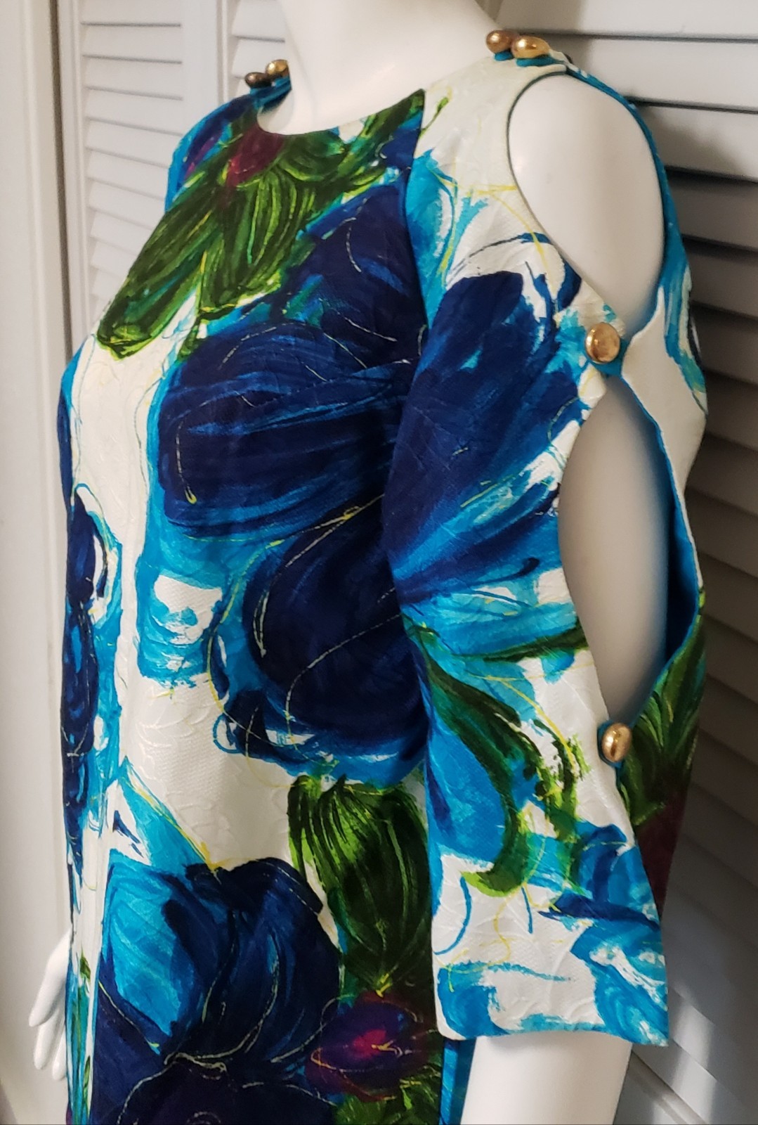 VINTAGE ALICE POLYNESIAN FASHIONS HAWAIIAN FLORAL 60s maxi DRESS 36″ Bust
