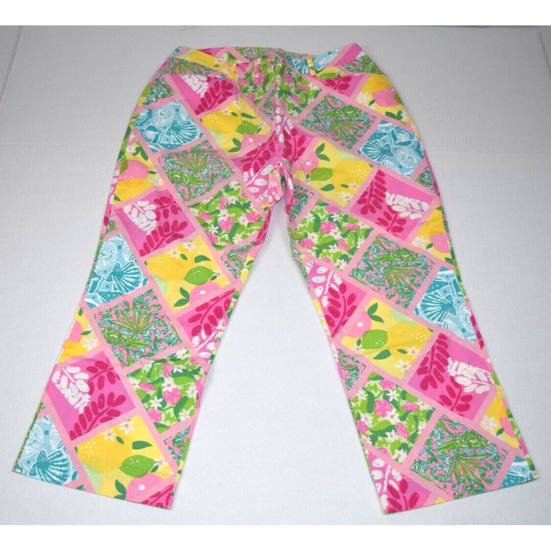 Vintage Lilly Pulitzer Pant Size 6 S/M 90s Patchwork Pink Yellow Blue Green