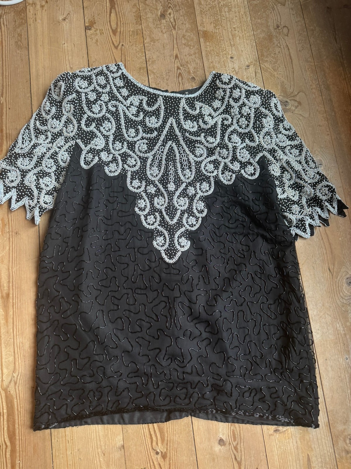 Vintage silk top beading shoulder pads 80s 90s evening size 42/44
