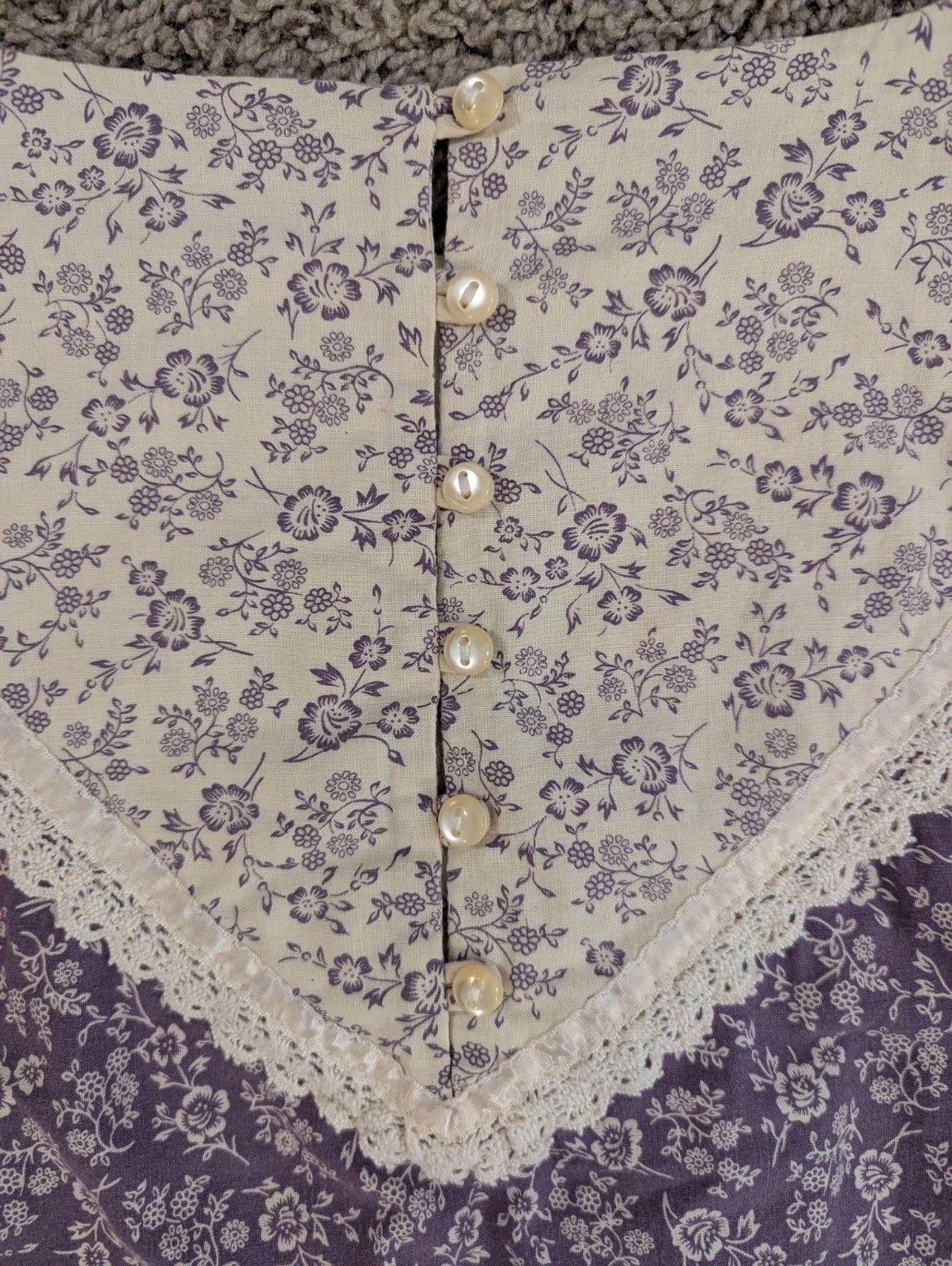 Vintage 1970’s JC Penney Purple Floral & Lace Boho Prairie Style Dress Size 18