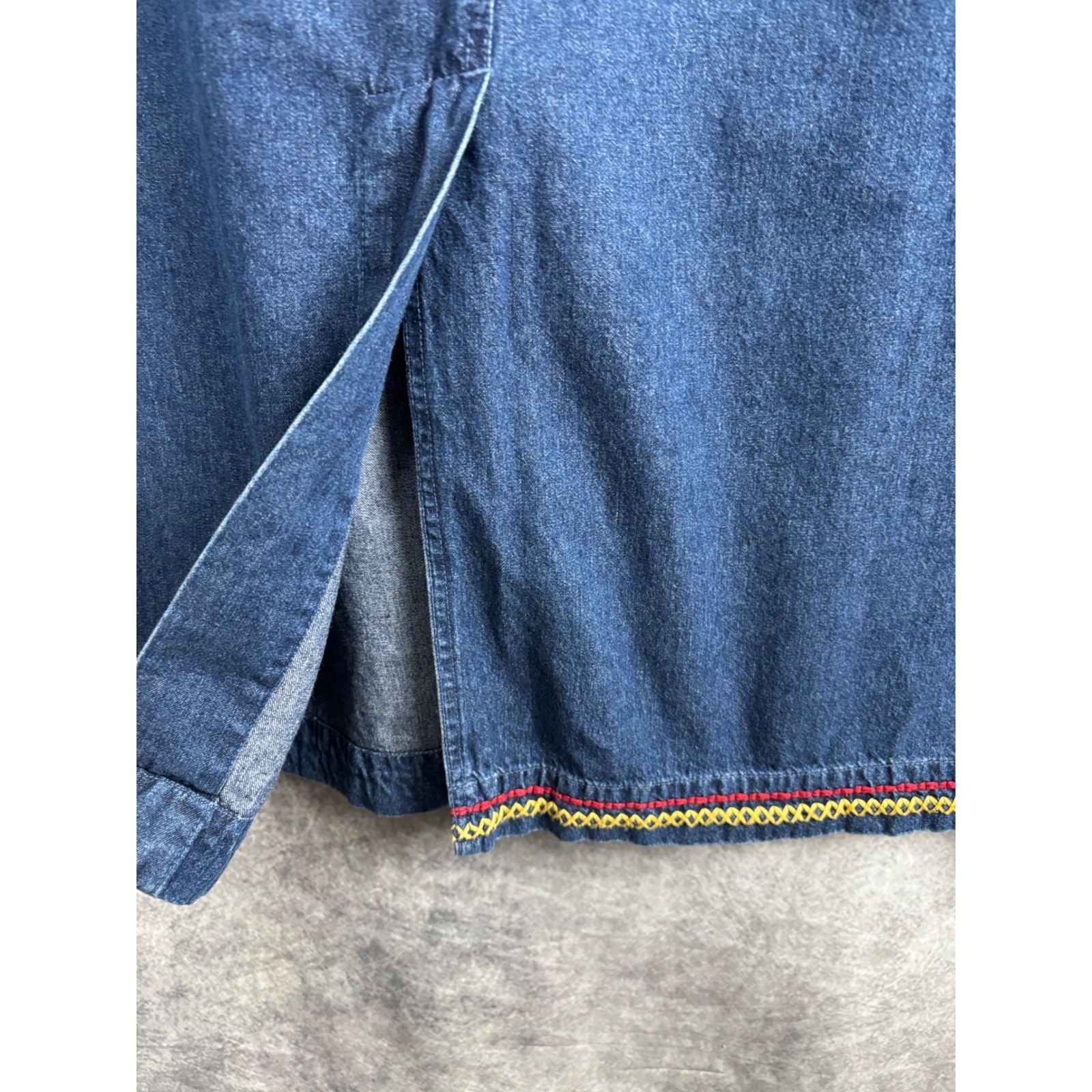 Vintage The Disney Store Winnie the Pooh Embroidered Denim Maxi Skirt Size XL