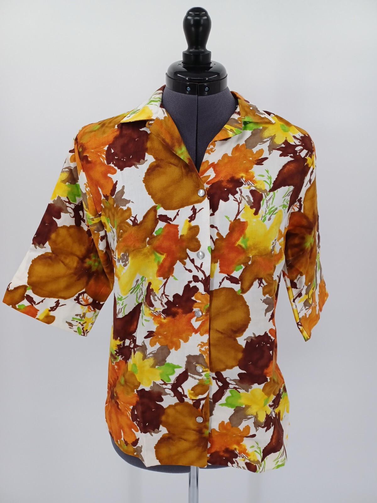 Vintage H BAR C Of California Ranchwear Multi-Color Floral Shirt Size 34