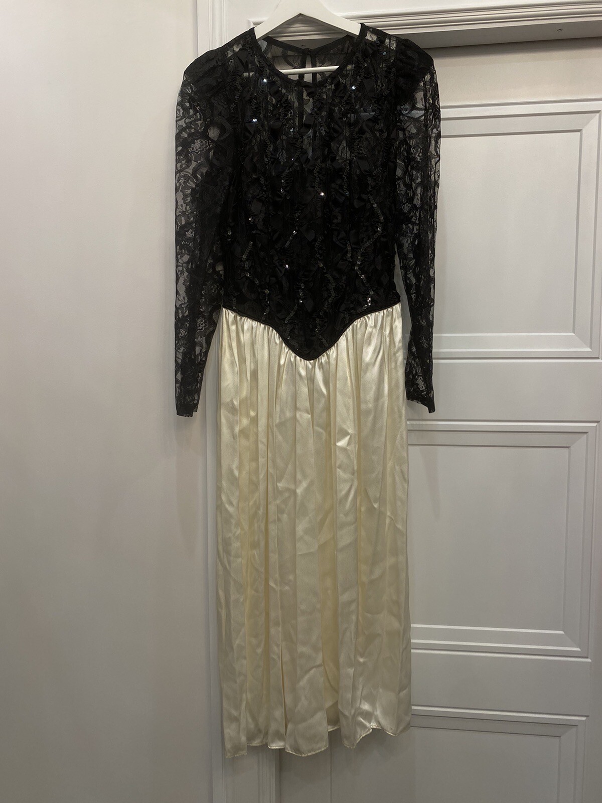 VTG ZUM ZUM DRESS 80s UNION LABEL BLACK LACE FORMAL COQUETTE BOWS MONOCHROME