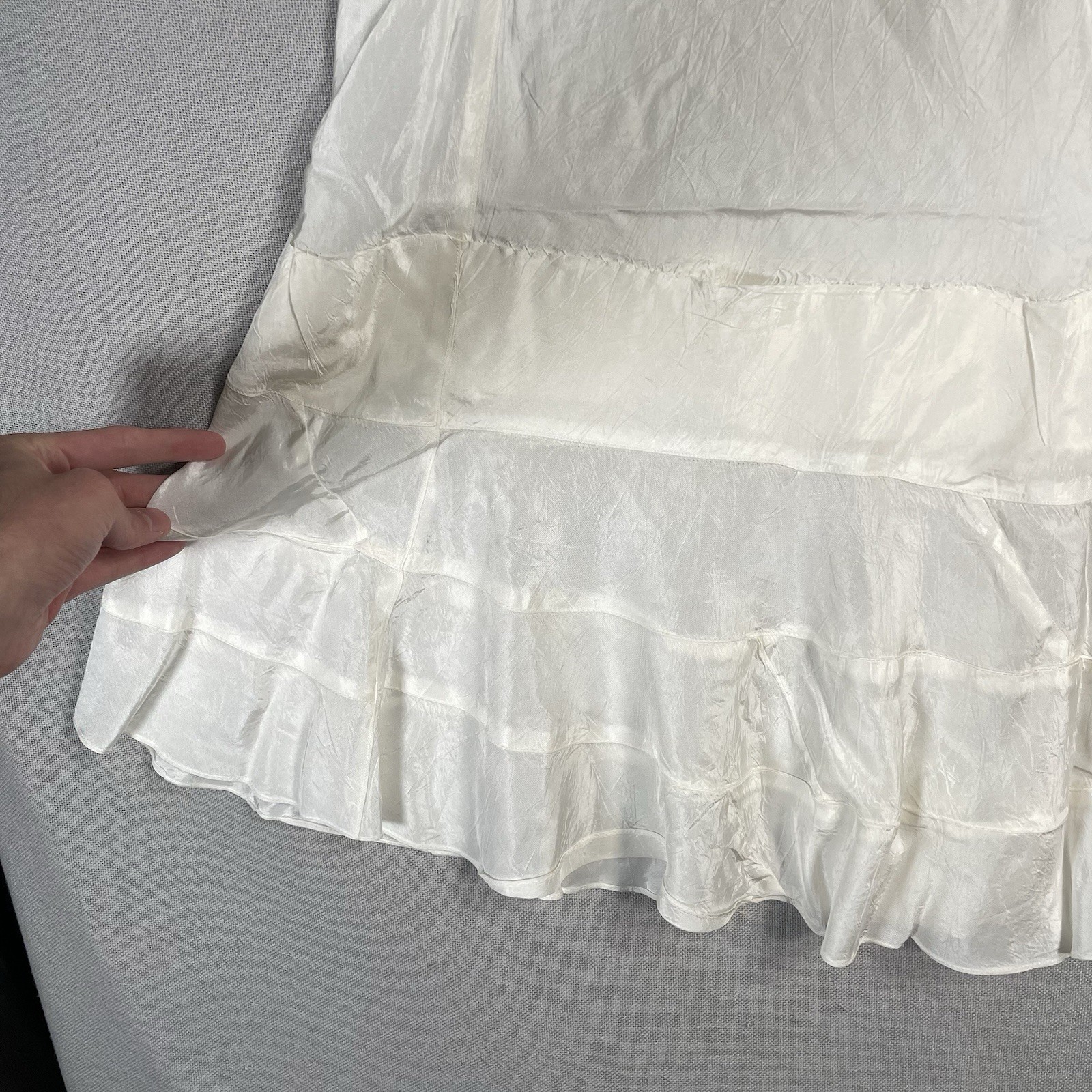 VINTAGE 40s Tiered Petticoat Womens Size Small XS Rayon White